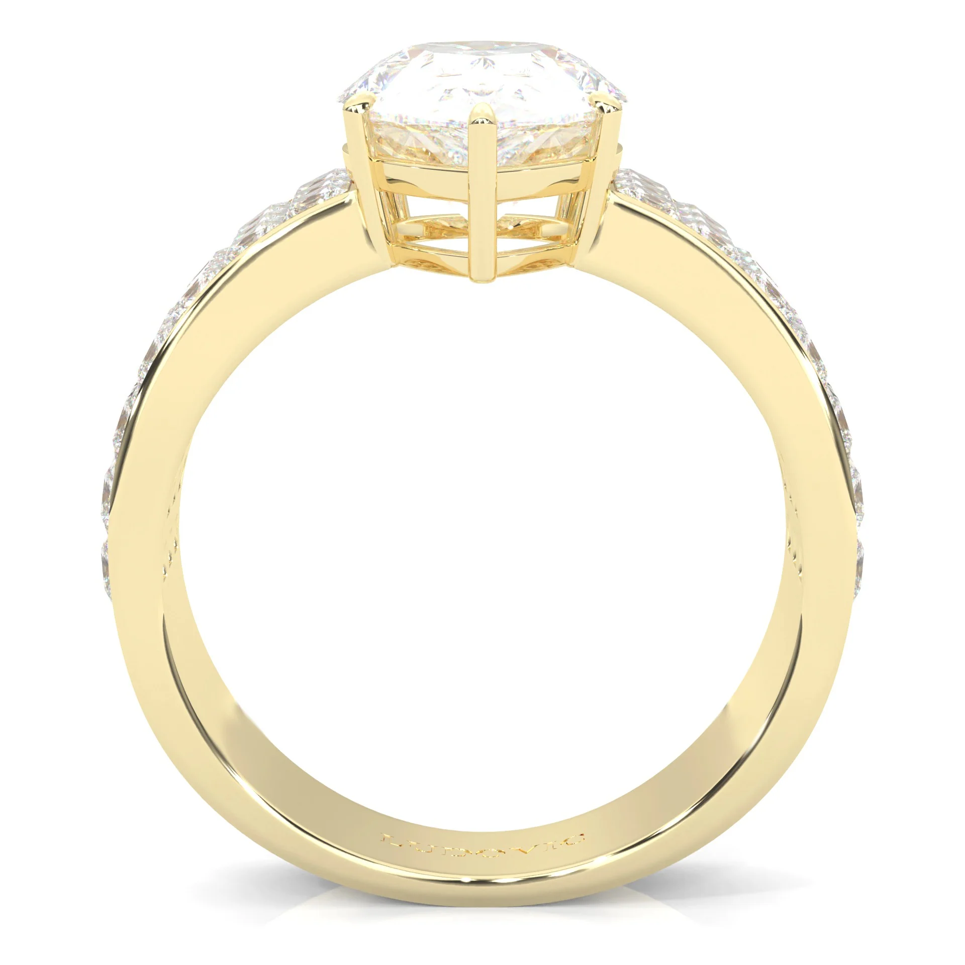 Pear Cut Moissanite Engagement Ring ( 14k Yellow Gold ) - Image 4