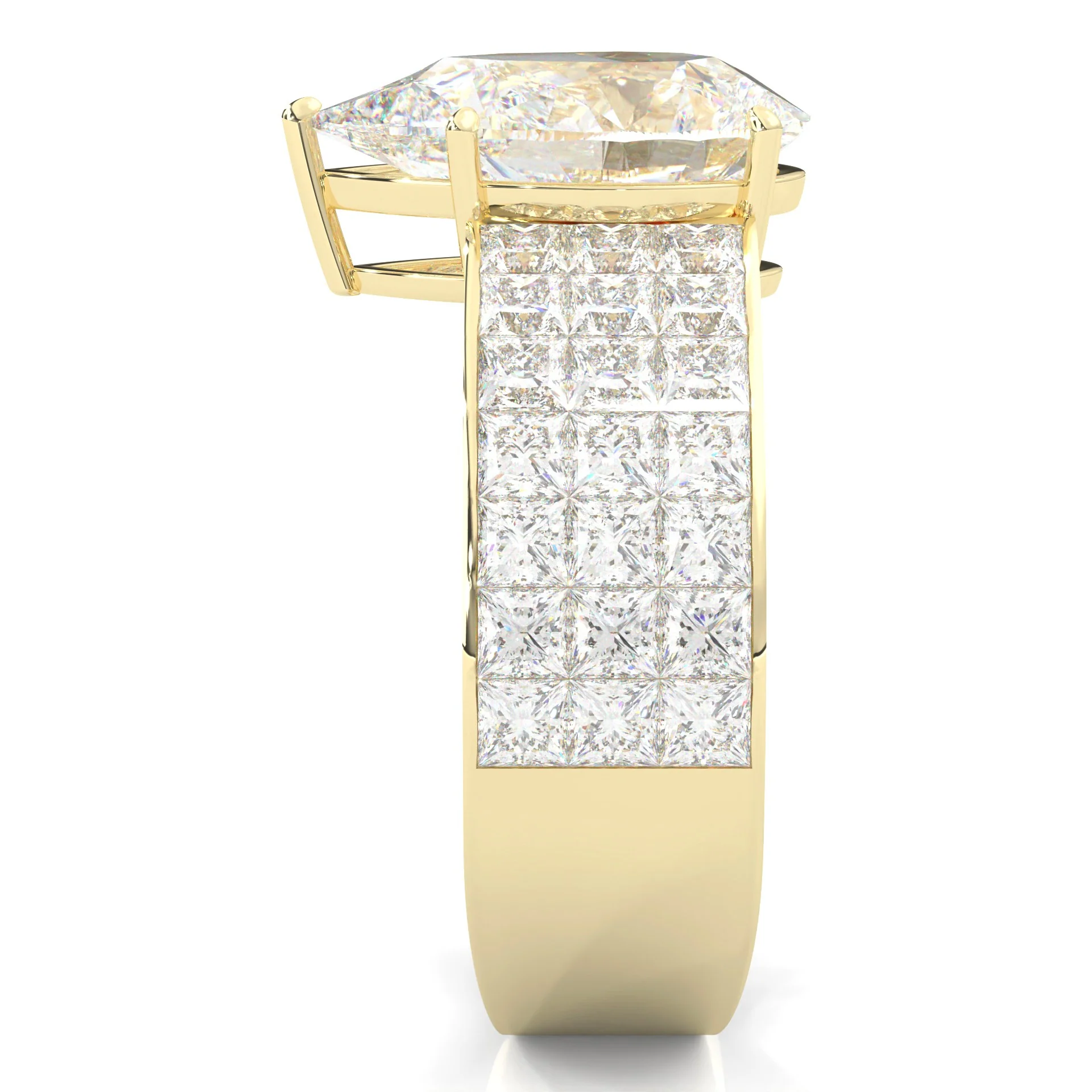 Pear Cut Moissanite Engagement Ring ( 14k Yellow Gold ) - Image 5