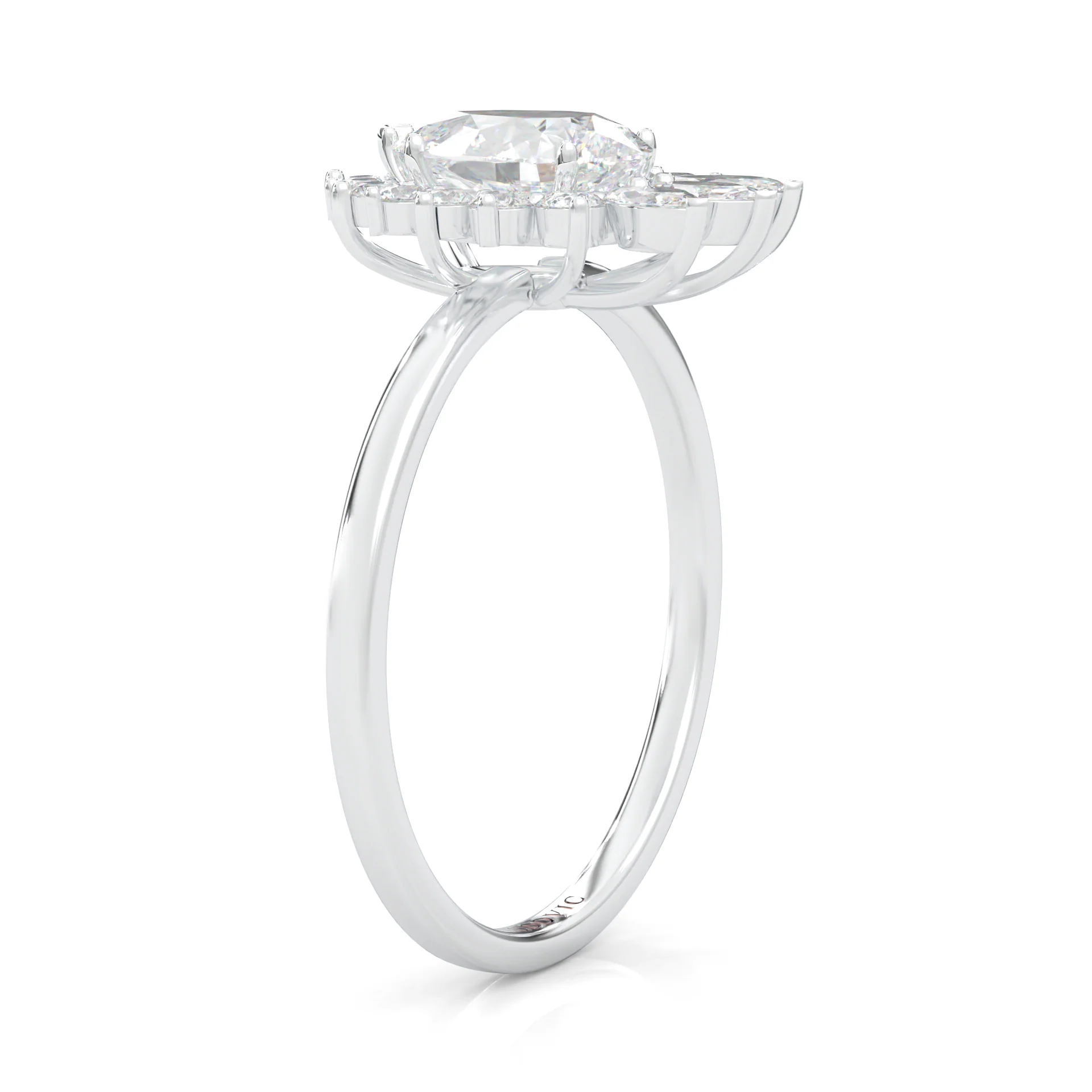 Pear Marquise And Round Ballerina Engagement Ring (14k Solid Gold) - Image 3
