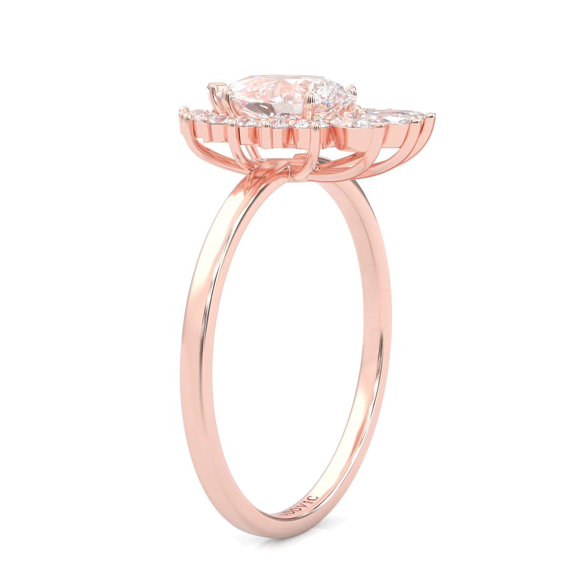 Pear Marquise And Round Ballerina  Engagement Ring ( Rose Gold 14k) - Image 3