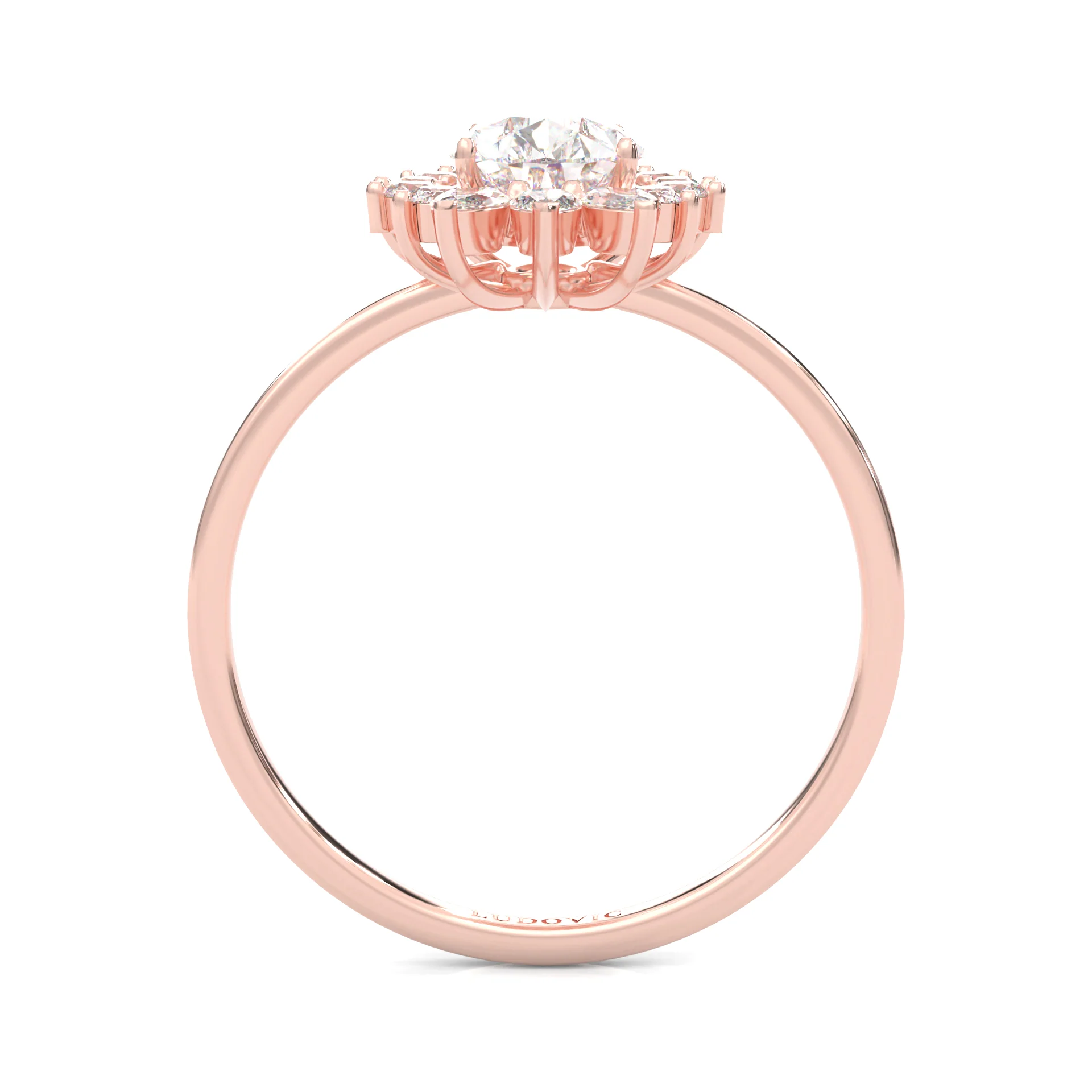 Pear Marquise And Round Ballerina  Engagement Ring ( Rose Gold 14k) - Image 5