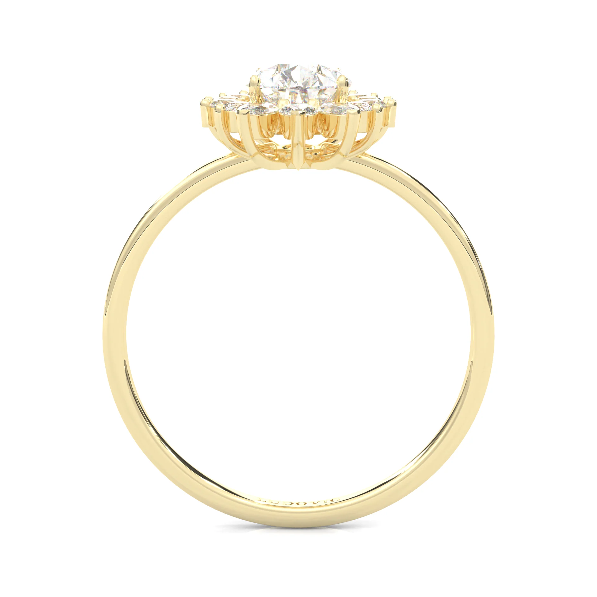 Pear Marquise And Round Ballerina  Engagement Ring ( Yellow Gold 14k) - Image 5