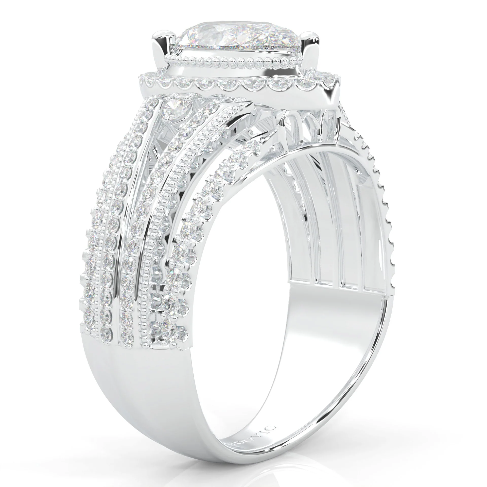 Pear-Shaped Vintage-style Moissanite Cocktail Ring Platinum-Plated Silver - Image 5