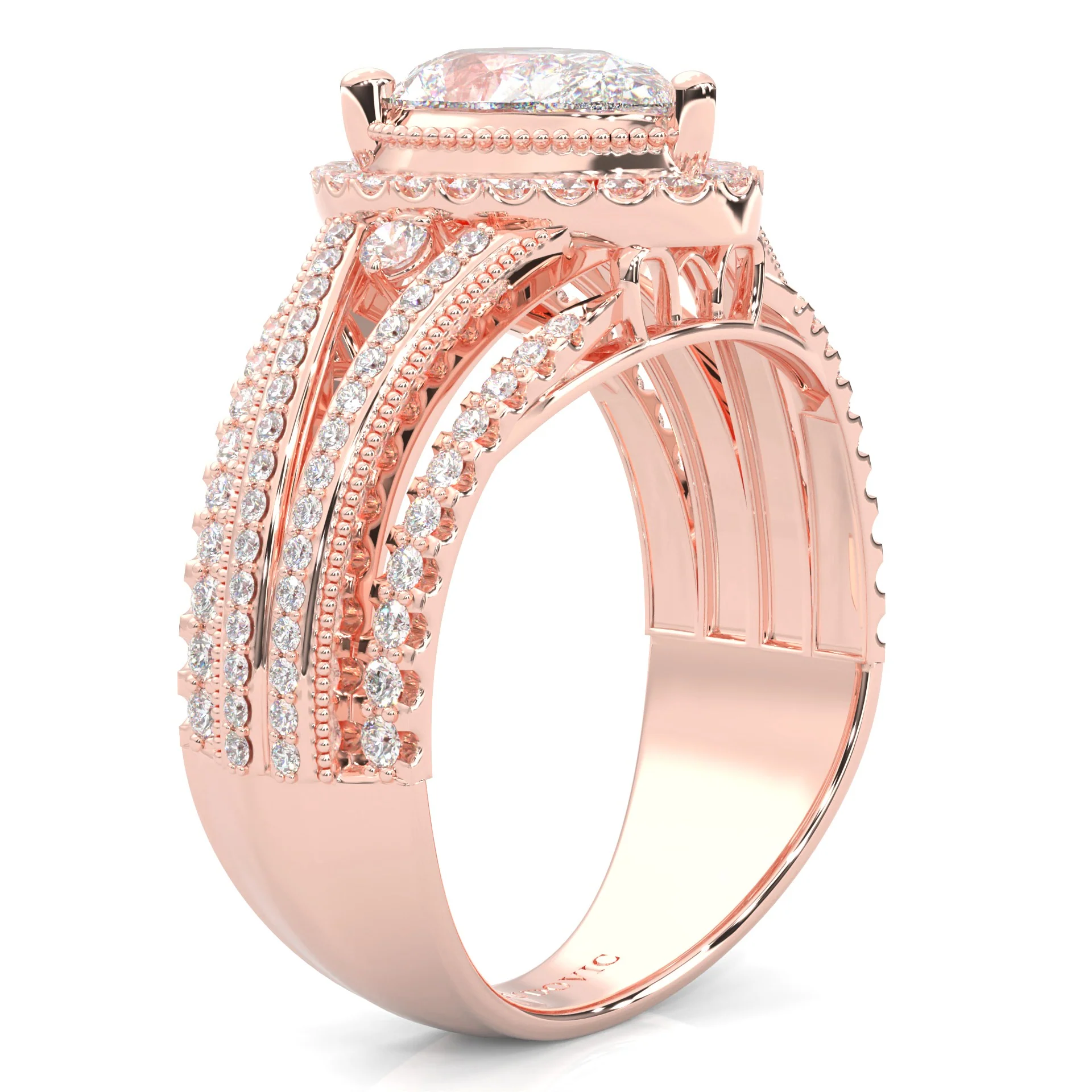 Pear-Shaped Vintage-style Moissanite Engagement Ring ( Rose Gold 14k) - Image 3
