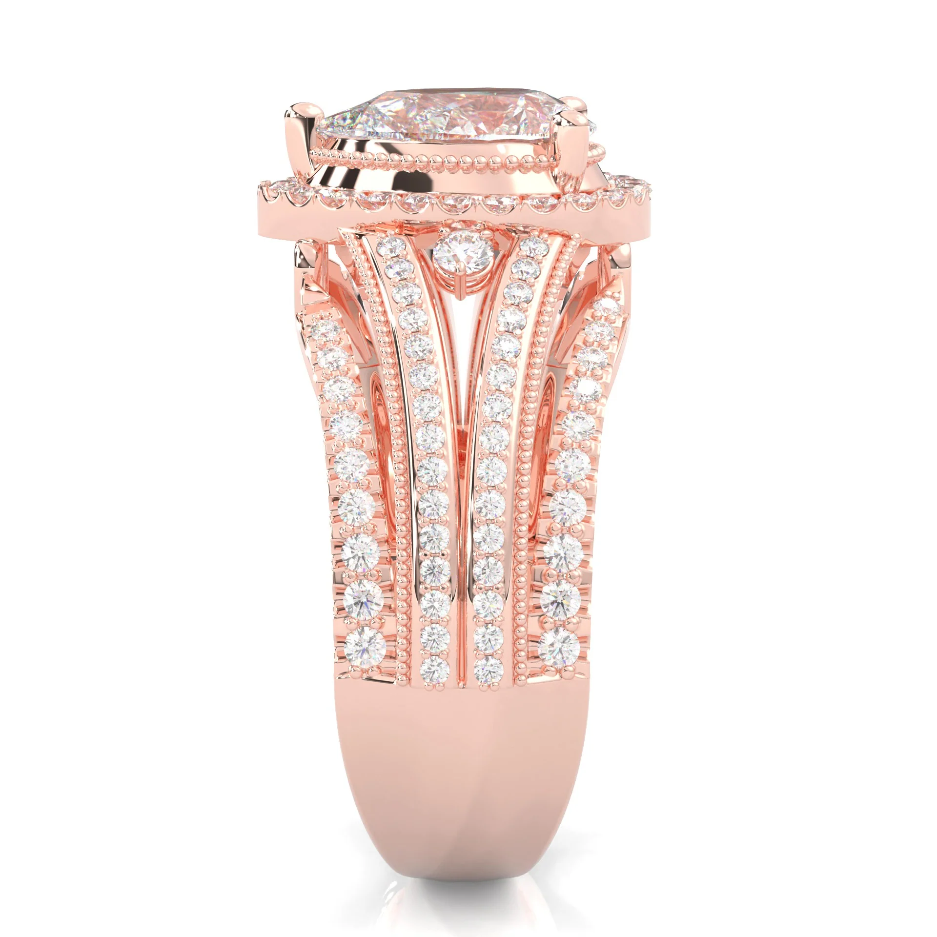 Pear-Shaped Vintage-style Moissanite Engagement Ring ( Rose Gold 14k) - Image 4