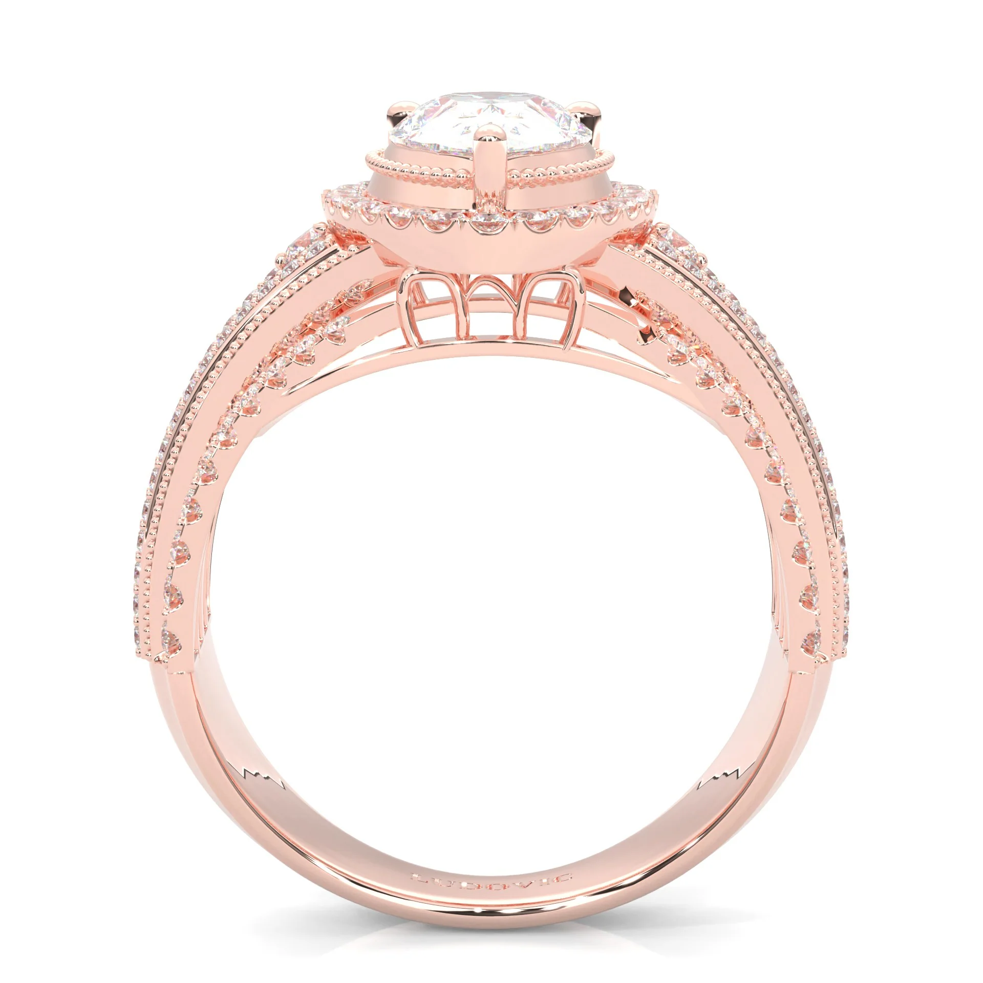 Pear-Shaped Vintage-style Moissanite Engagement Ring ( Rose Gold 14k) - Image 5