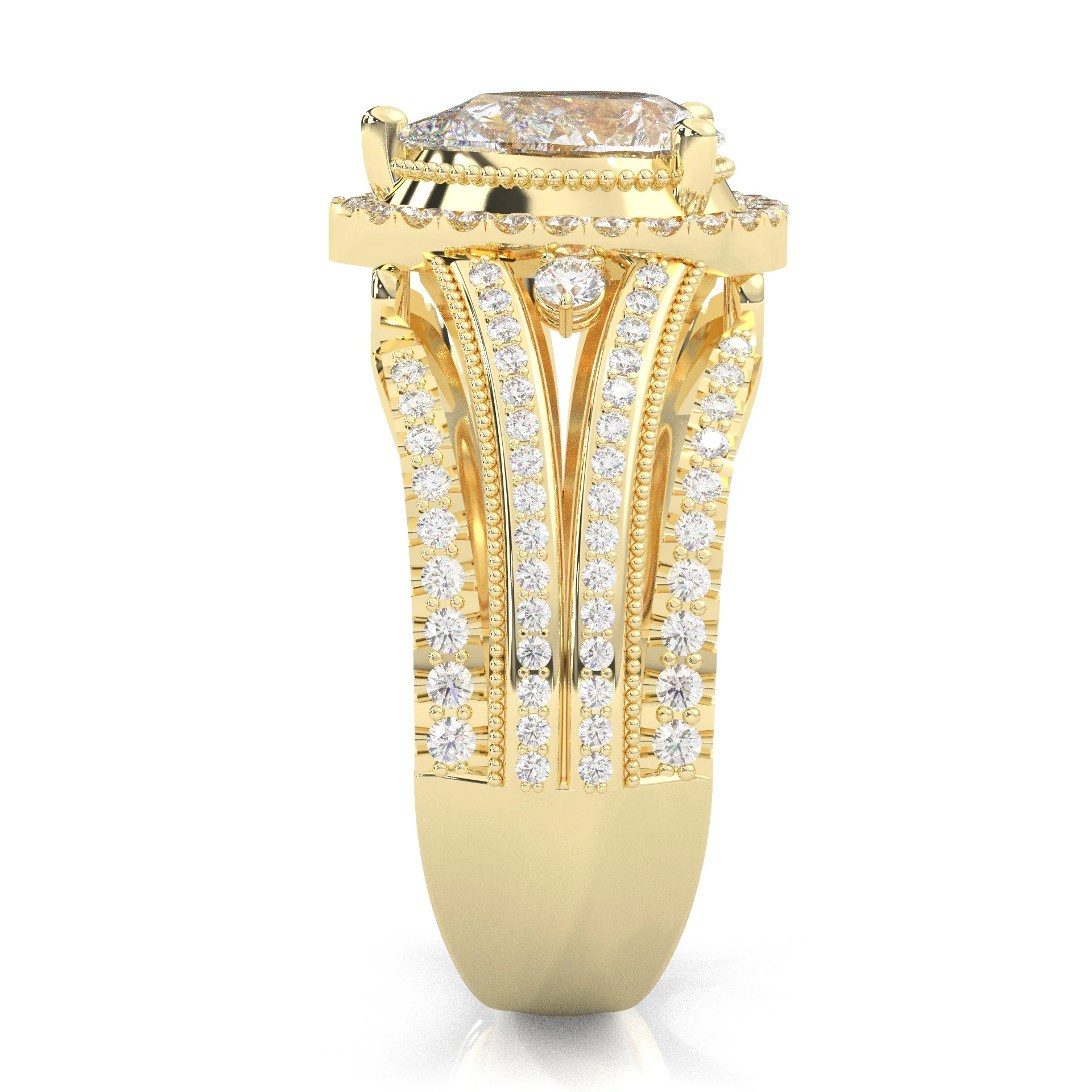 Pear-Shaped Vintage-style Moissanite Engagement Ring ( Yellow Gold 14k) - Image 4
