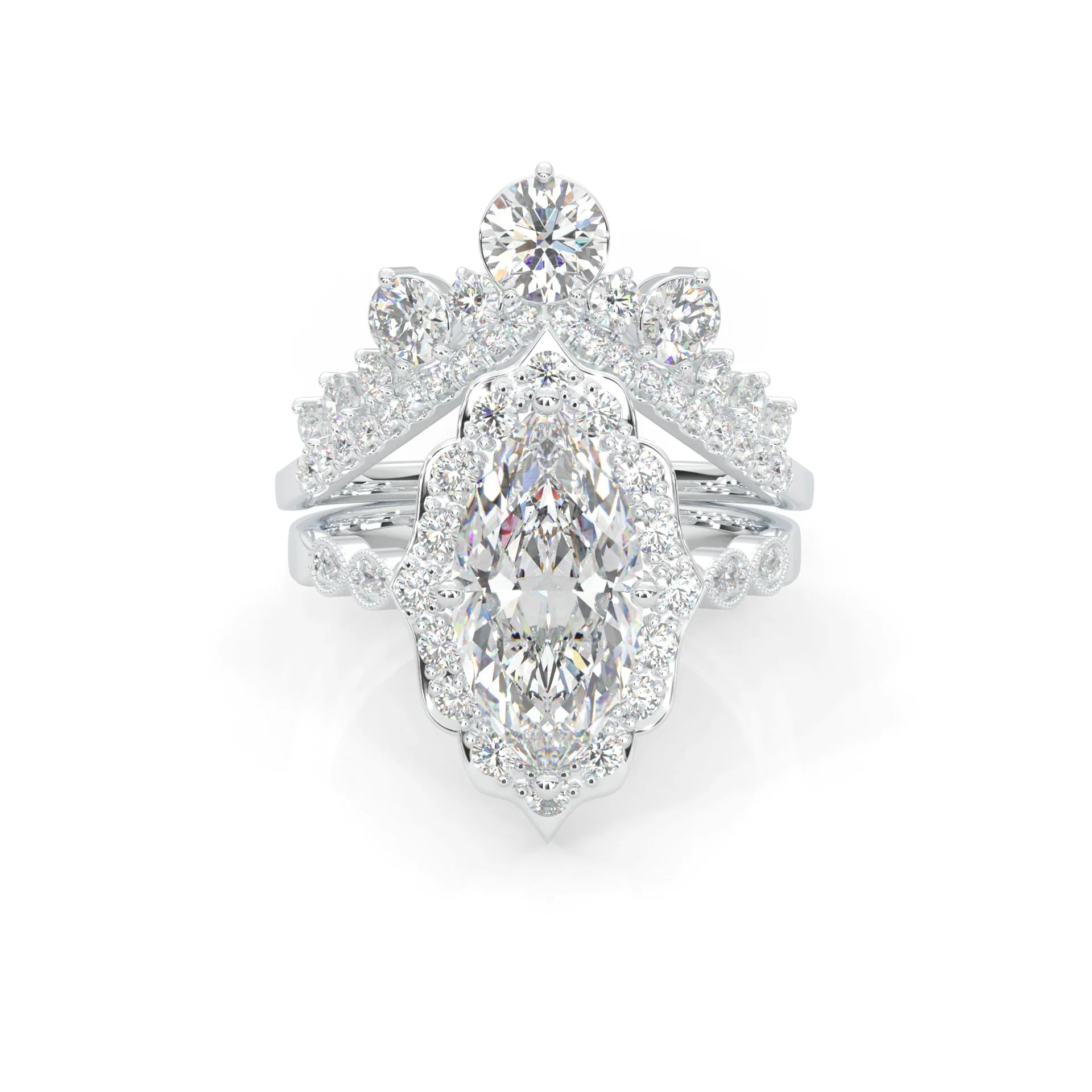 Queen's Crown Moissanite Wedding Set Colors