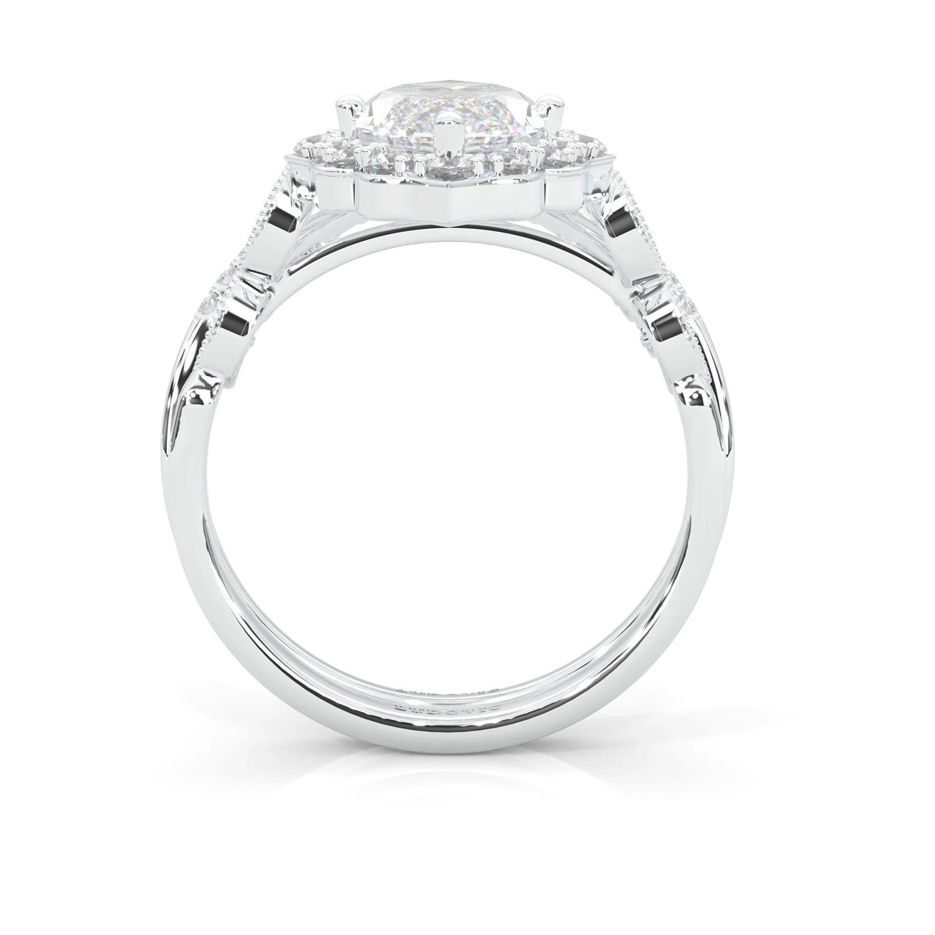 Queen's Crown Moissanite Wedding Set (Platinum-Plated Silver) - Image 7