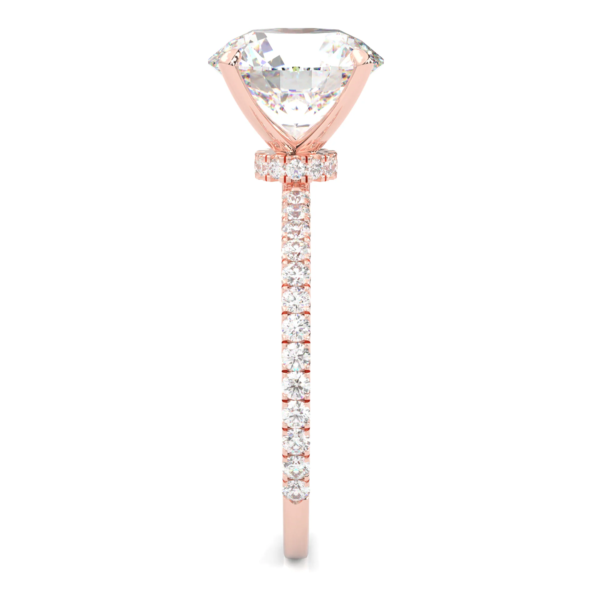 Hidden Halo Moissanite Engagement Ring ( 14k Solid Rose Gold ) - Image 4