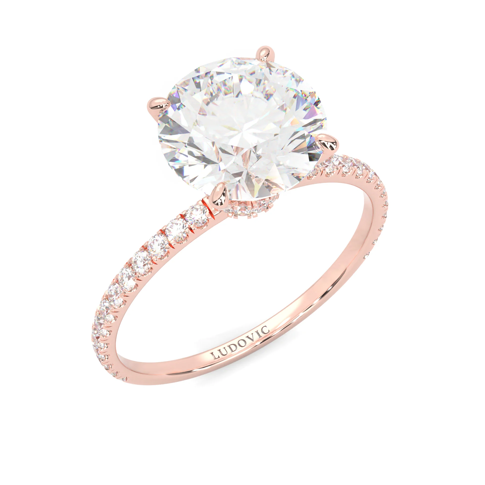 Hidden Halo Moissanite Engagement Ring ( 14k Solid Rose Gold ) - Image 5