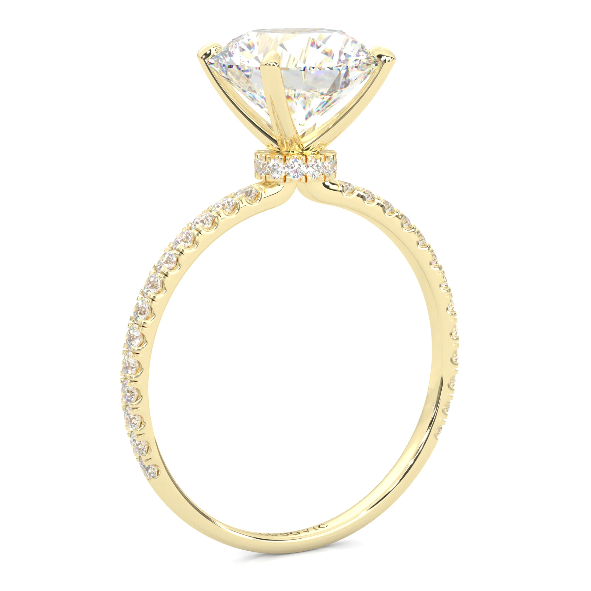 Hidden Halo Moissanite Engagement Ring (14k Solid Yellow Gold ) - Image 3