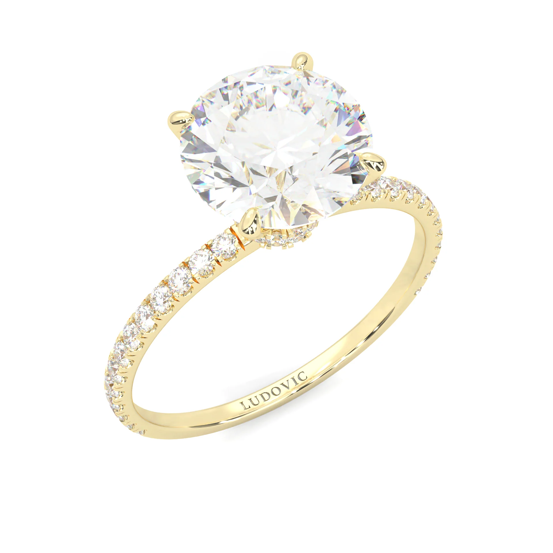 Hidden Halo Moissanite Engagement Ring (14k Solid Yellow Gold ) - Image 4