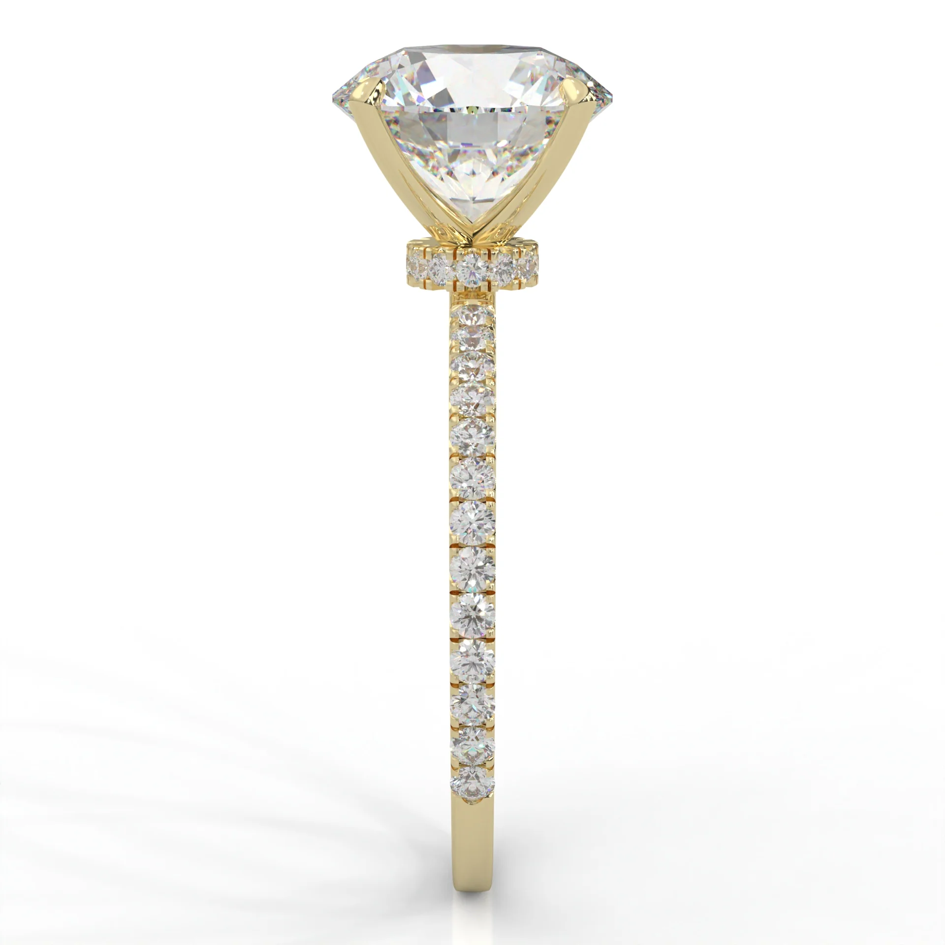 Hidden Halo Moissanite Engagement Ring (14k Solid Yellow Gold ) - Image 5