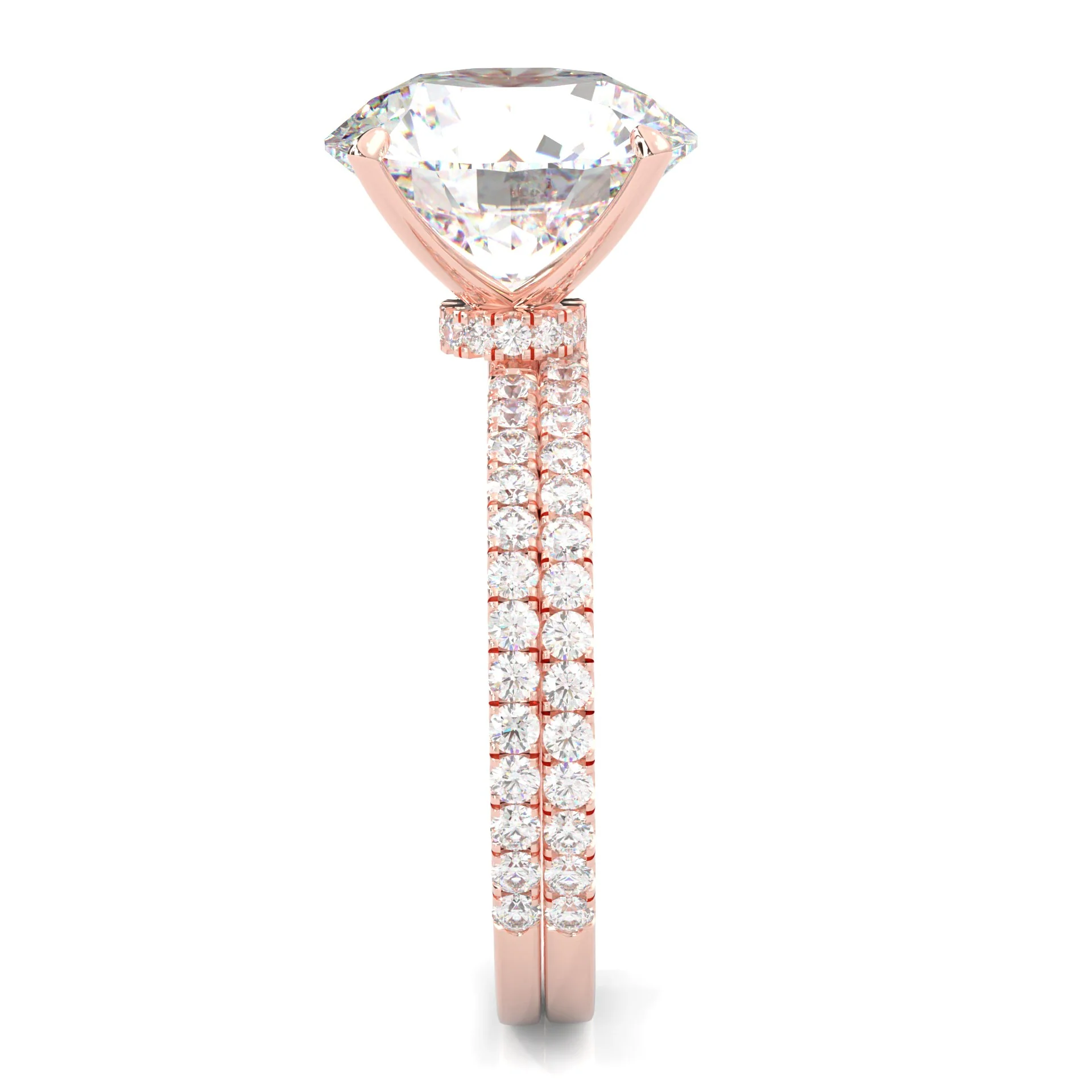 Hidden Halo Wedding Set (14k Solid Rose Gold) - Image 3