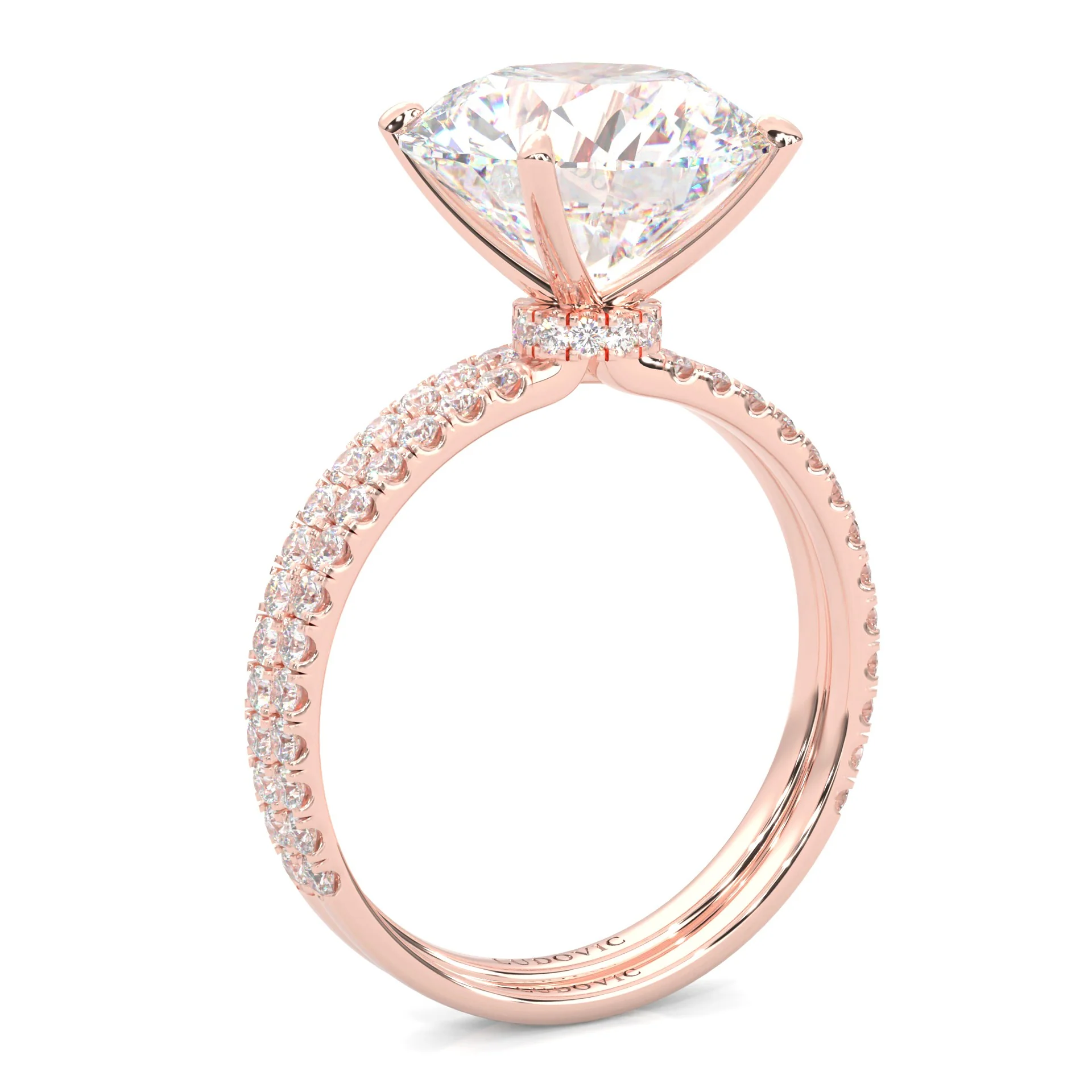 Hidden Halo Wedding Set (14k Solid Rose Gold) - Image 5