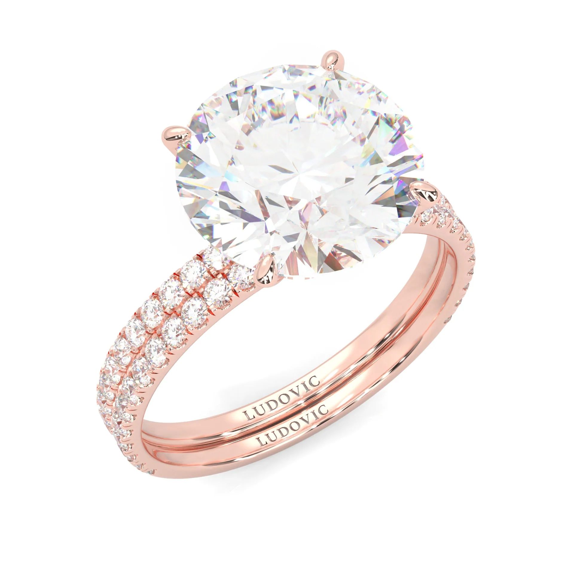 Hidden Halo Wedding Set (14k Solid Rose Gold) - Image 6