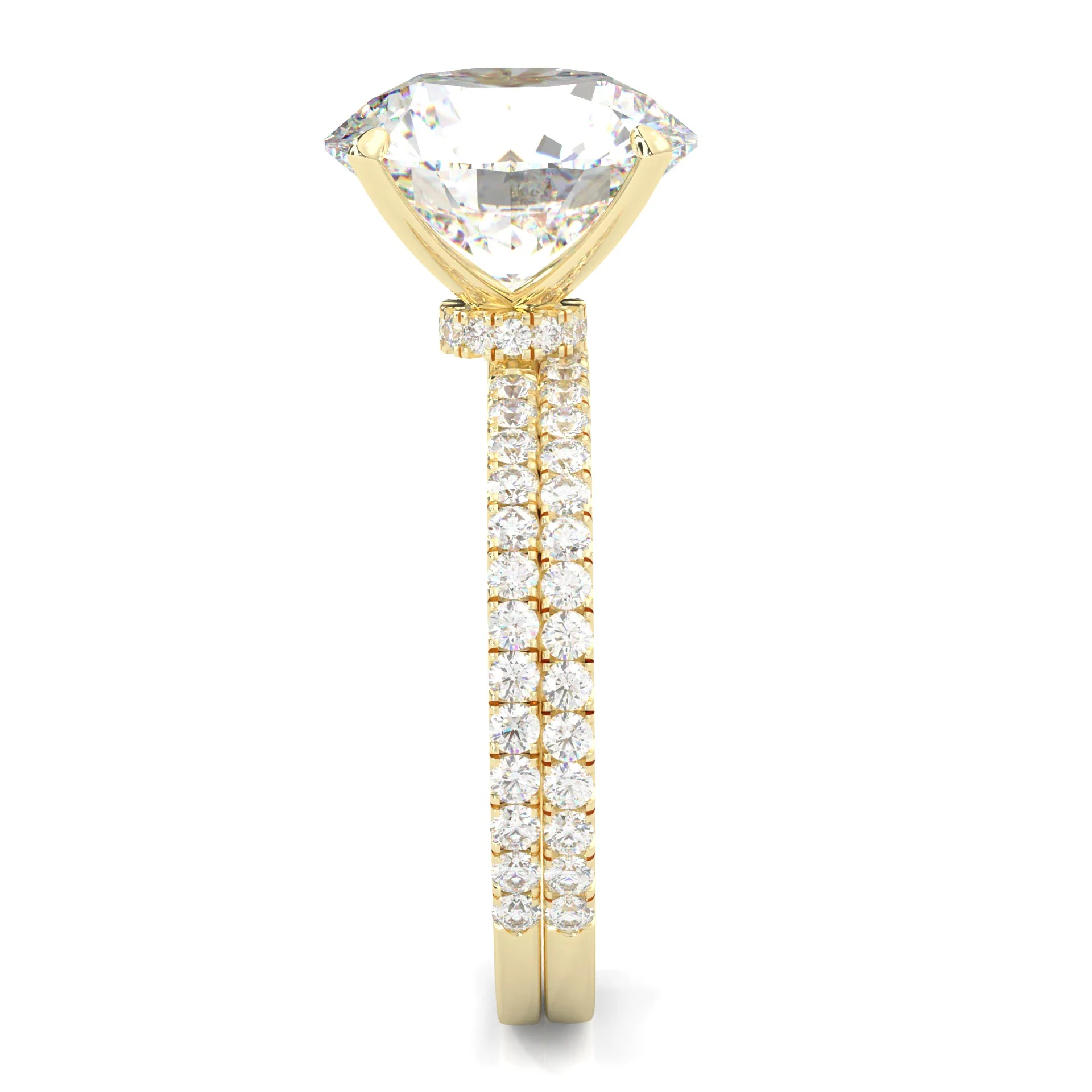Hidden Halo Wedding Set (14k Solid Yellow Gold) - Image 3