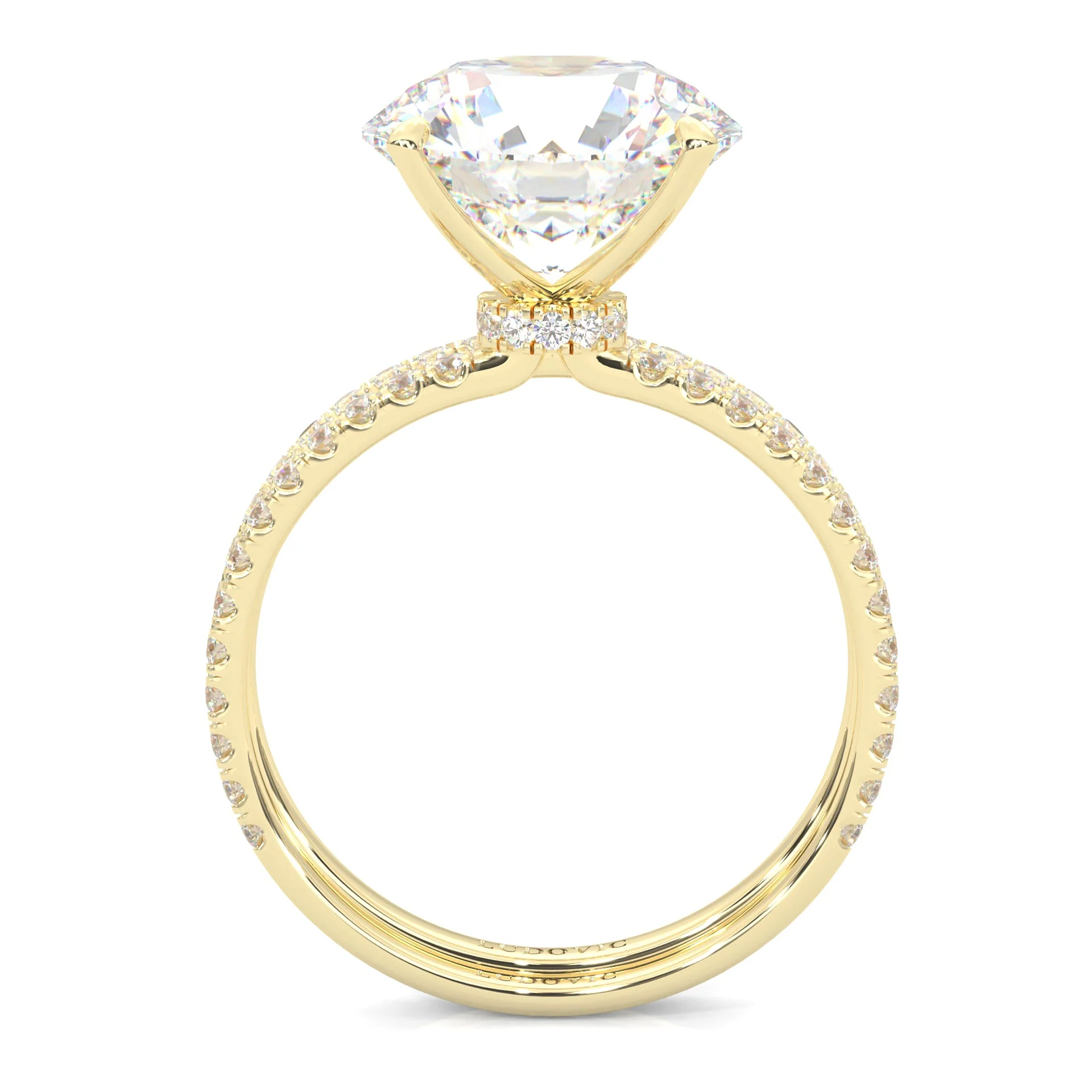 Hidden Halo Wedding Set (14k Solid Yellow Gold) - Image 4