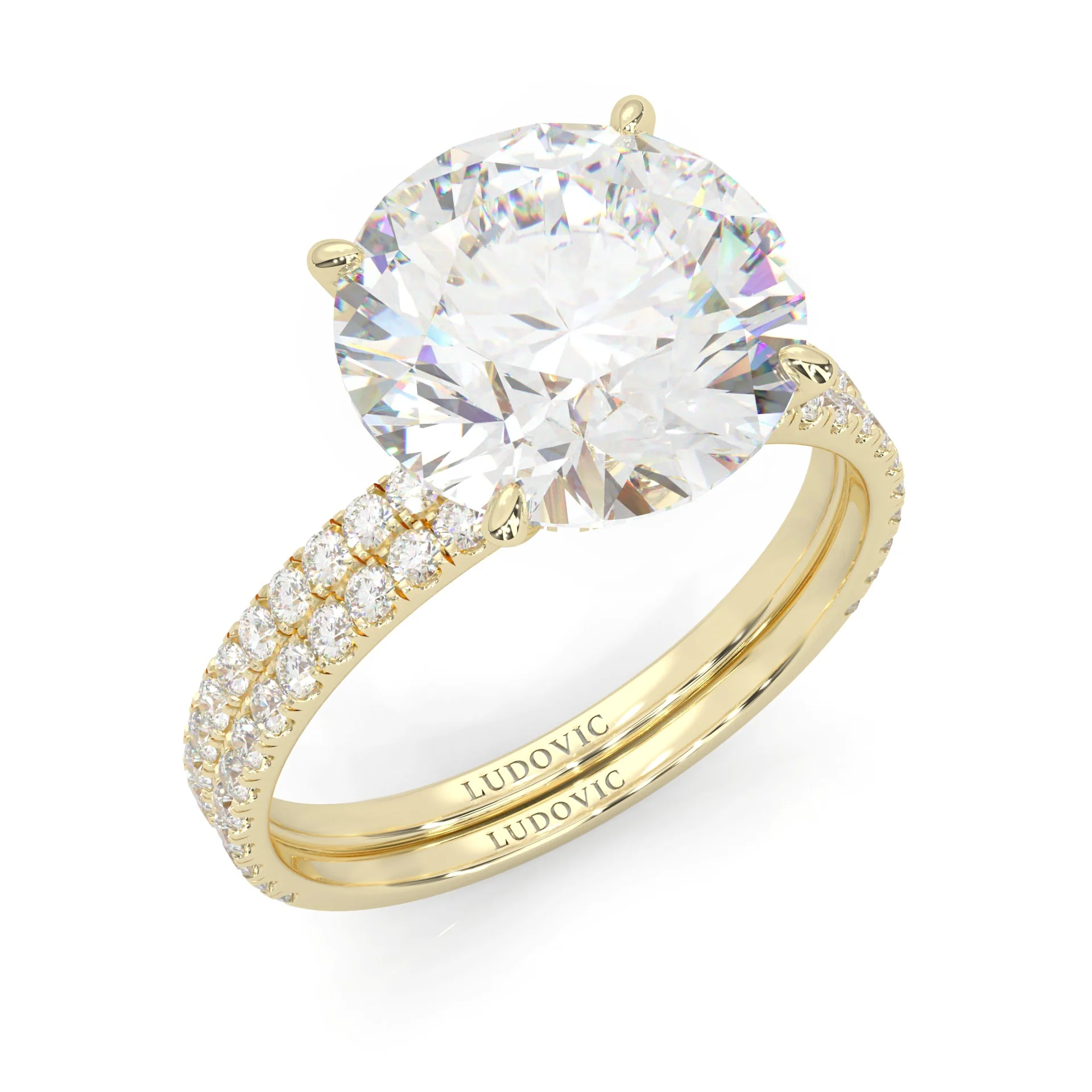 Hidden Halo Wedding Set (14k Solid Yellow Gold) - Image 5