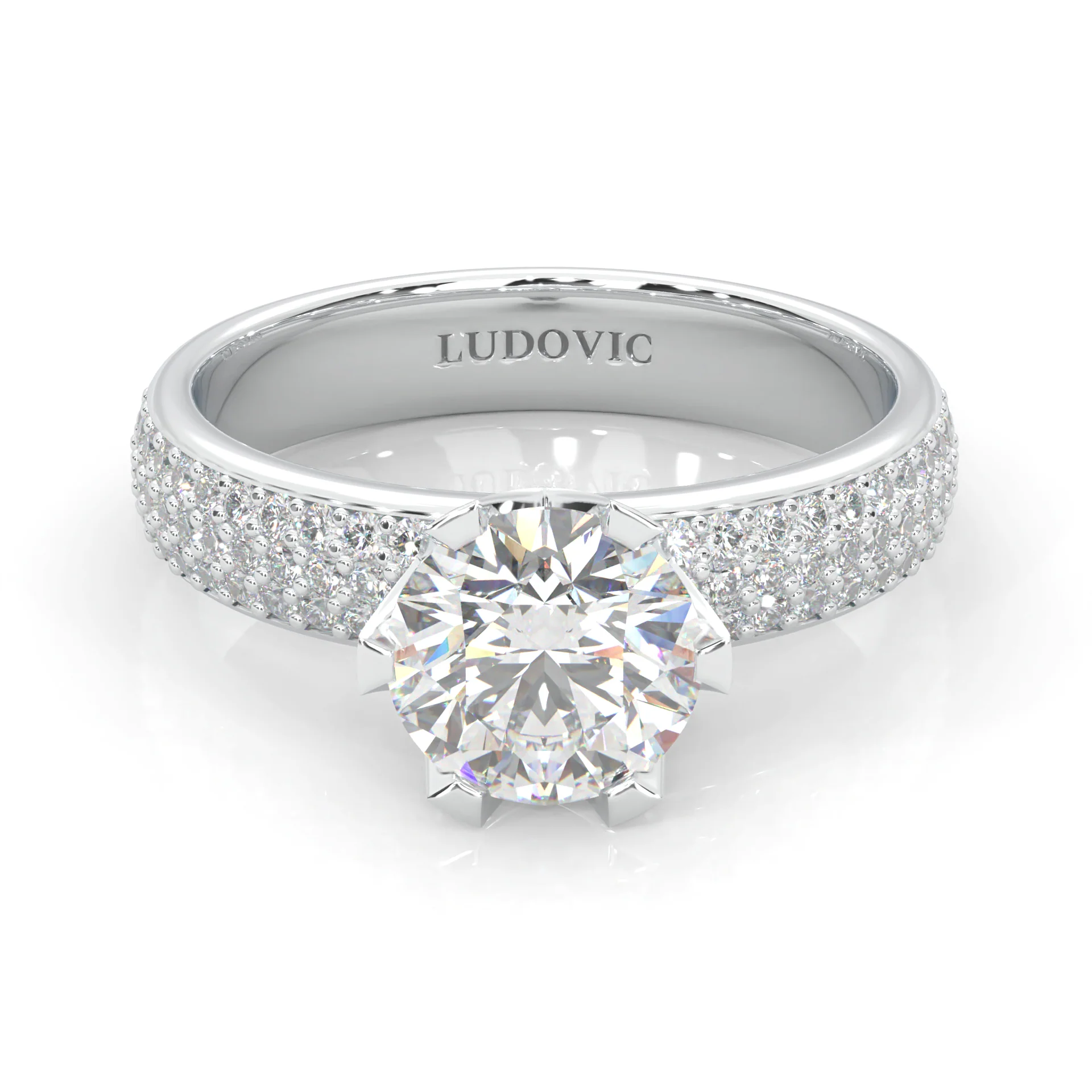 Six Studded Prongs Wedding Set (14k Solid Gold) - Image 4