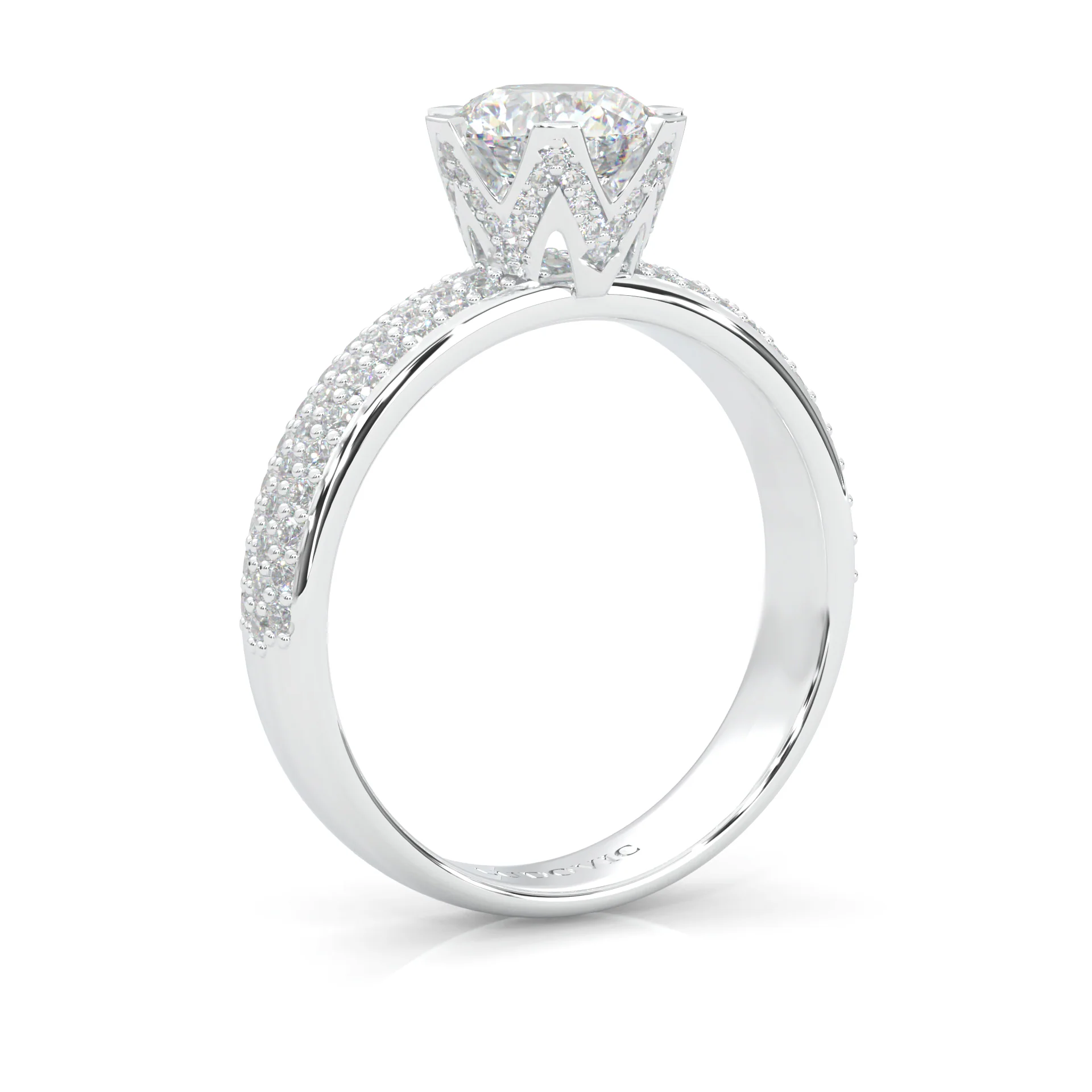 Six Studded Prongs Wedding Set (14k Solid Gold) - Image 8