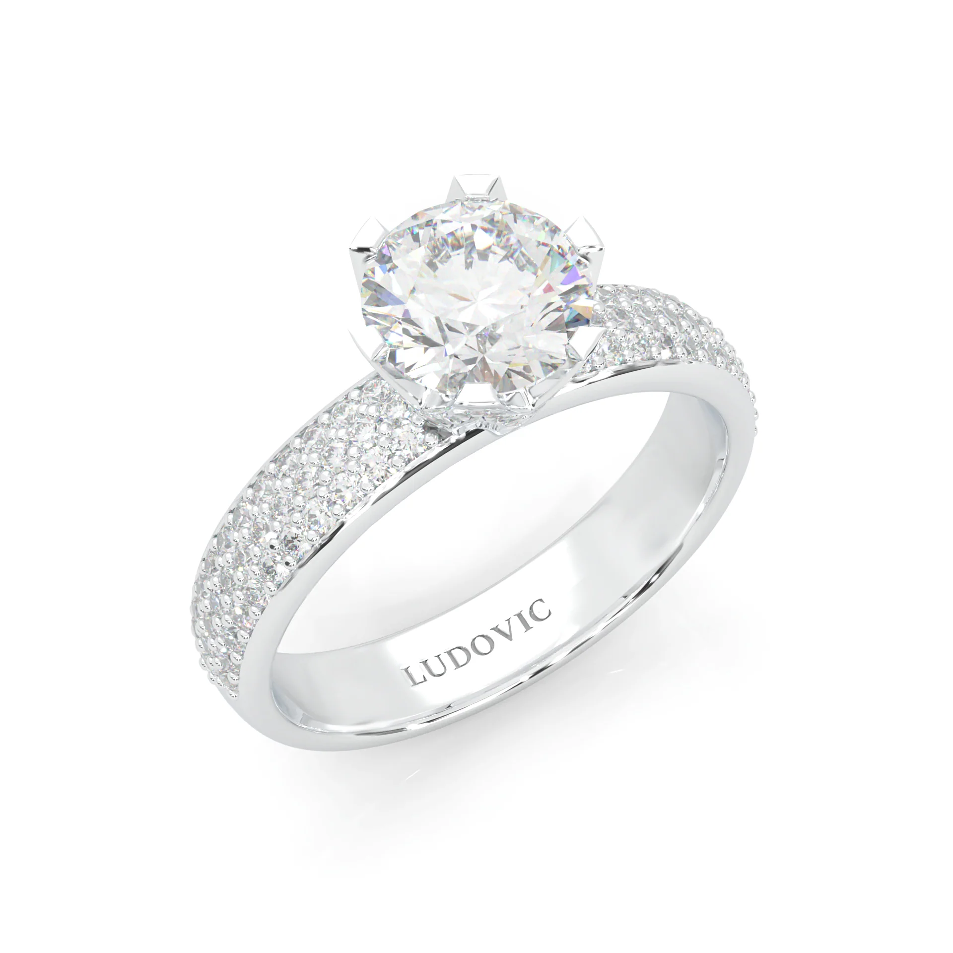Six Studded Prongs Wedding Set (14k Solid Gold) - Image 9