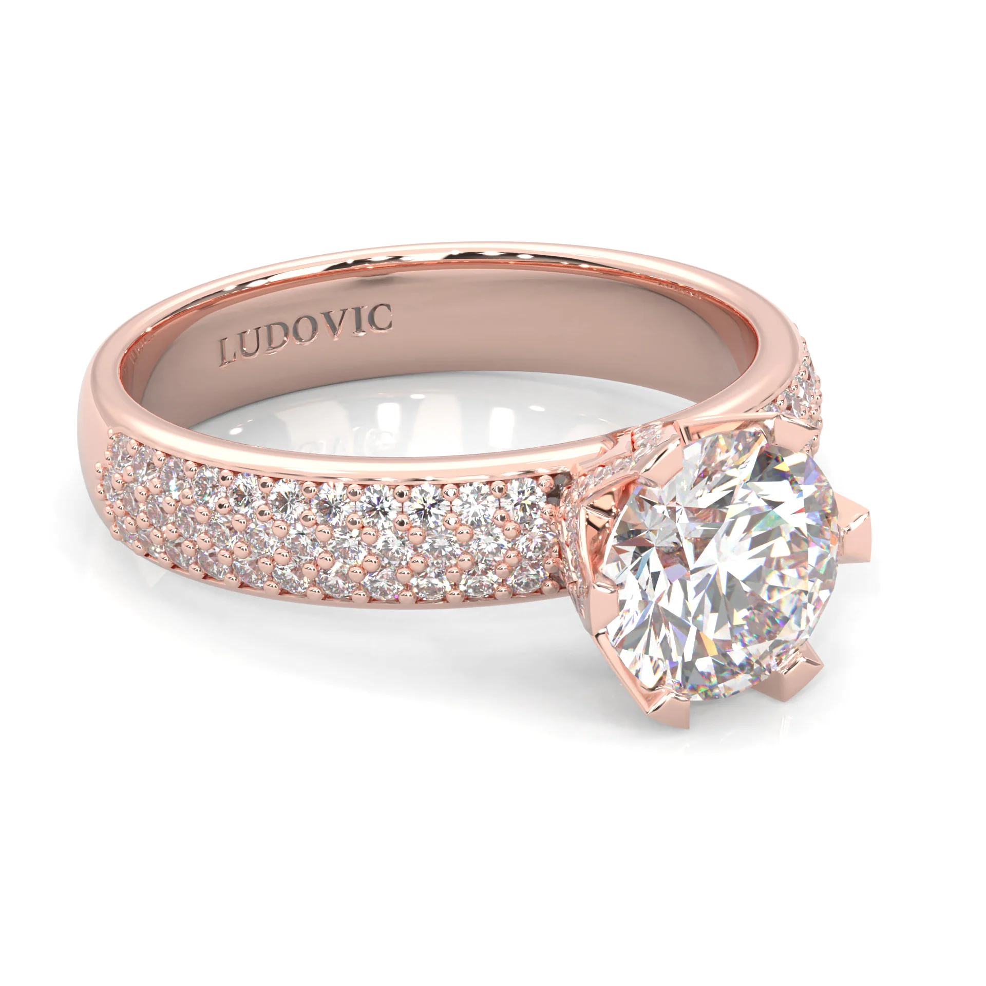 Six Studded Prongs Wedding Set (14k Solid Rose Gold) - Image 4