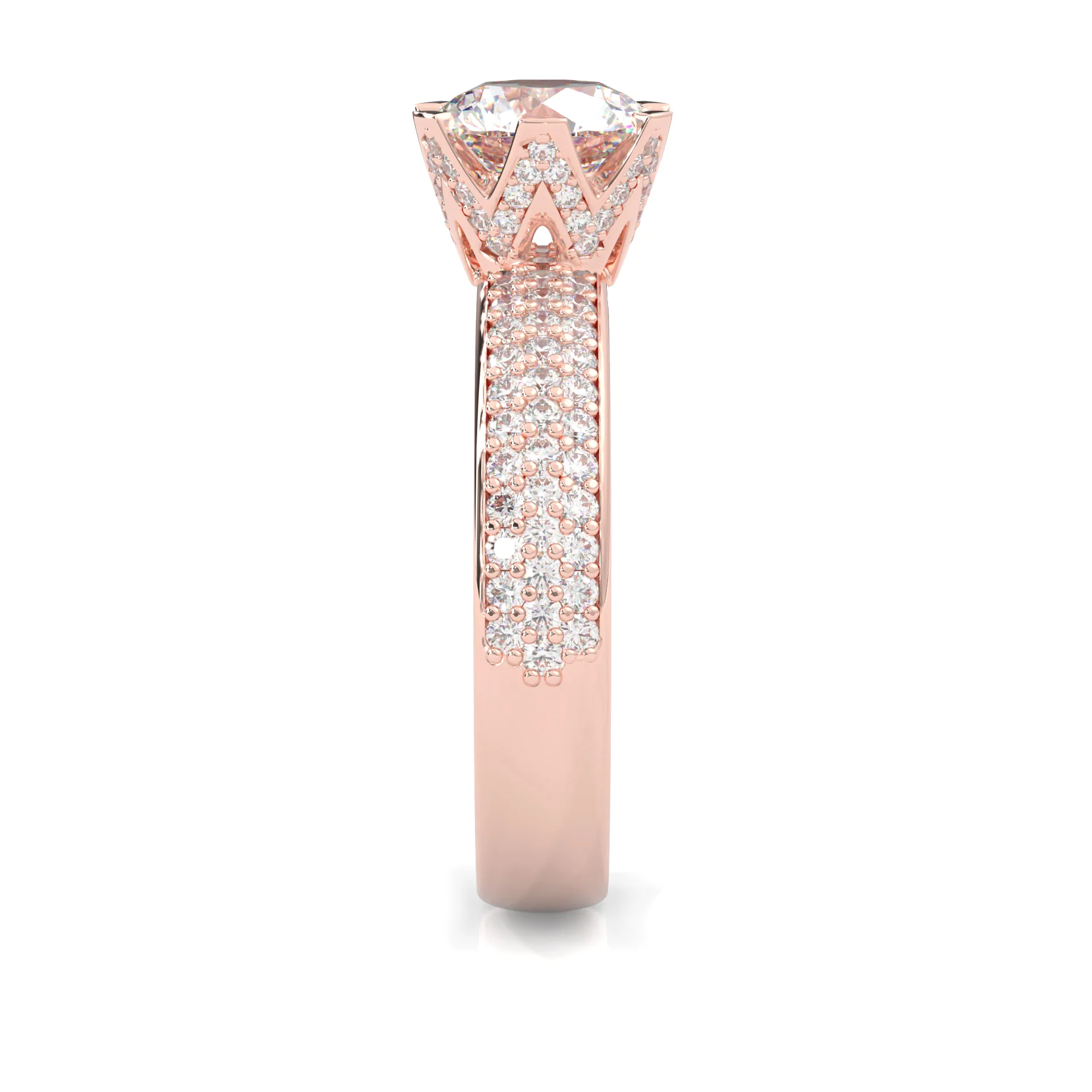Six Studded Prongs Wedding Set (14k Solid Rose Gold) - Image 5