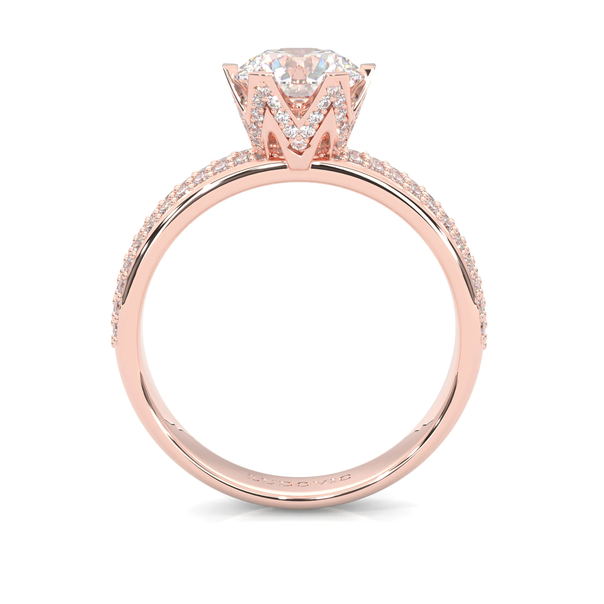 Six Studded Prongs Wedding Set (14k Solid Rose Gold) - Image 6