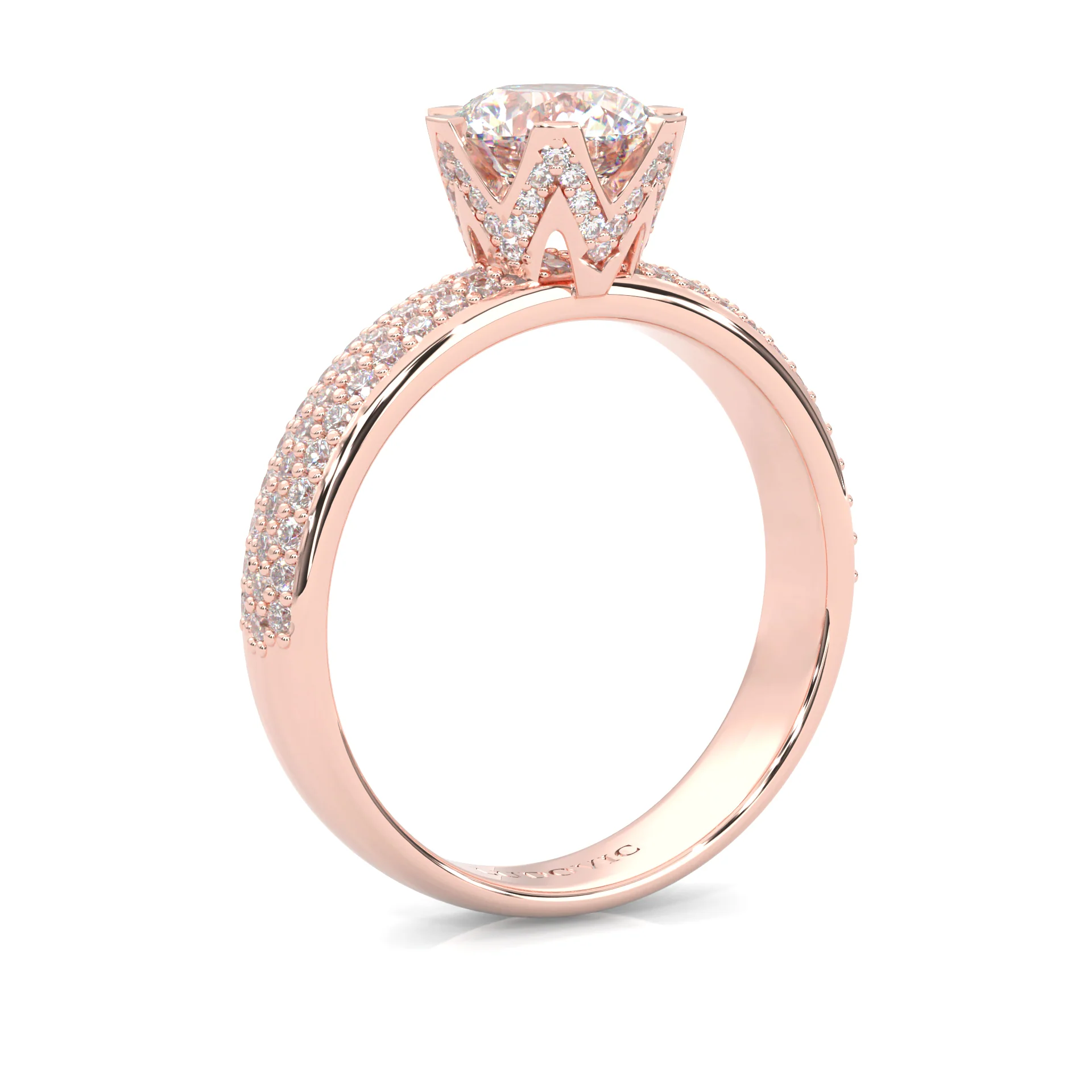 Six Studded Prongs Wedding Set (14k Solid Rose Gold) - Image 7