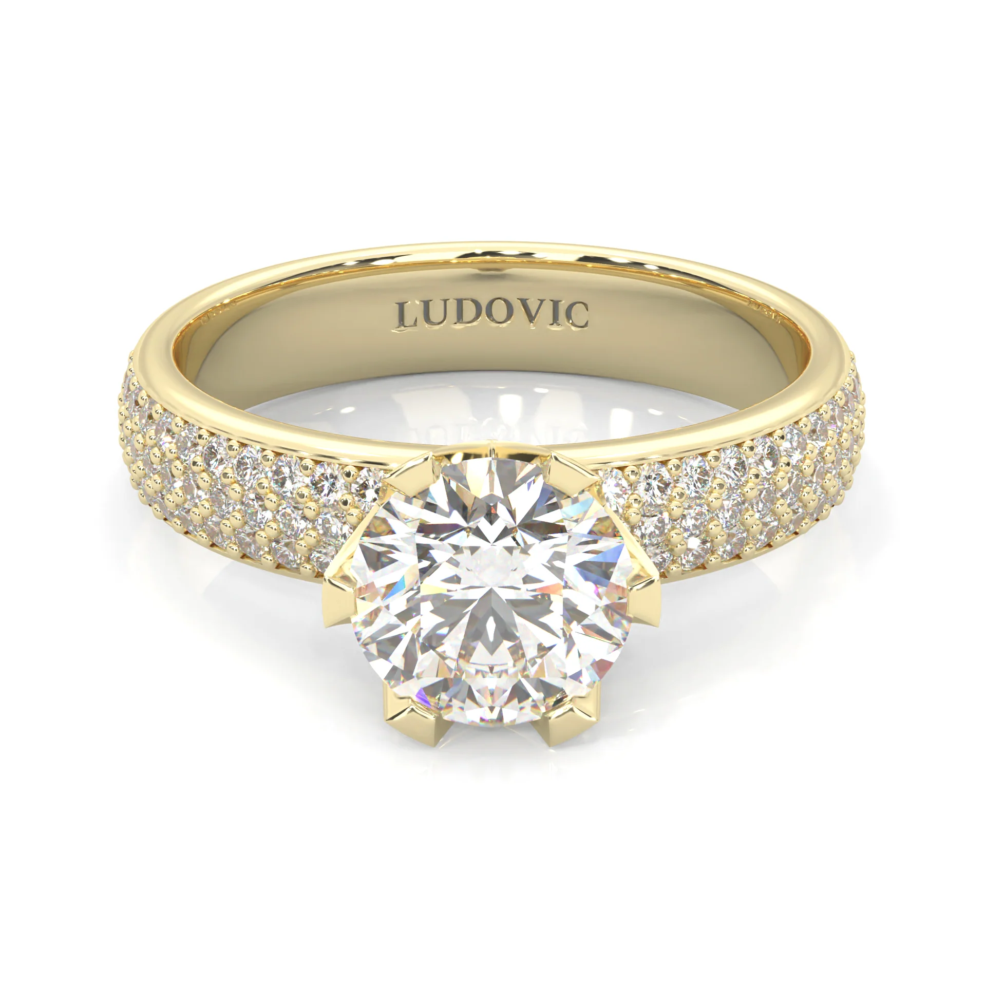 Six Studded Prongs Wedding Set (14k Solid Yellow Gold) - Image 3