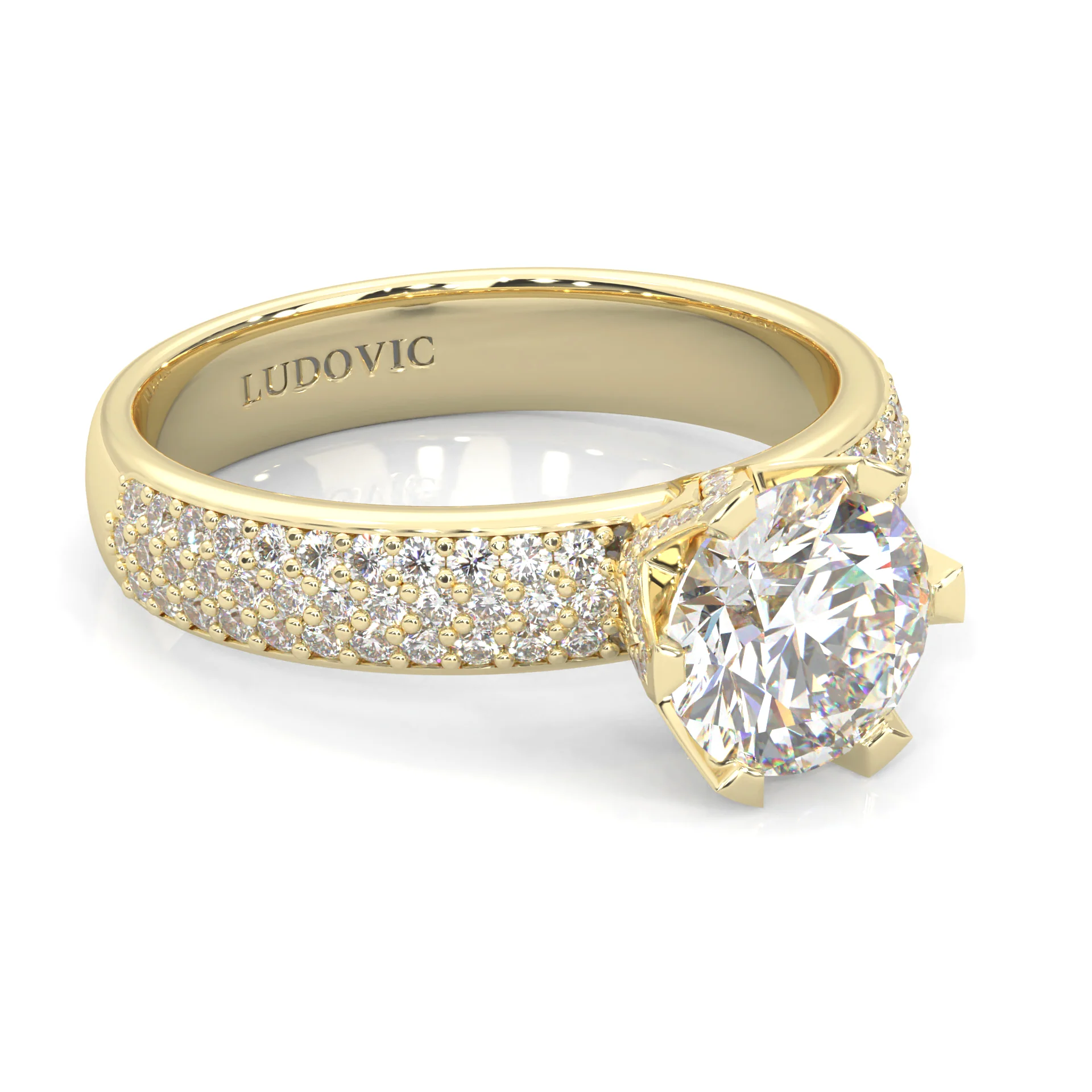 Six Studded Prongs Wedding Set (14k Solid Yellow Gold) - Image 4