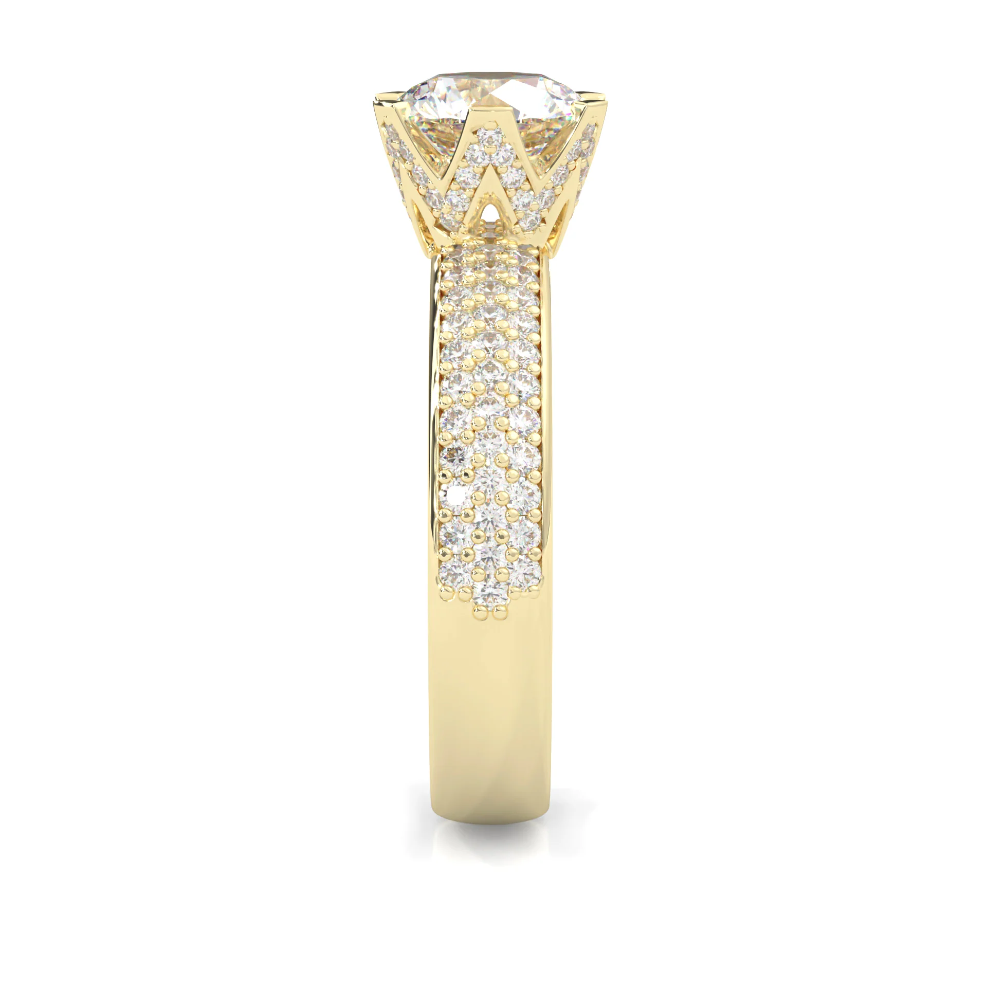 Six Studded Prongs Wedding Set (14k Solid Yellow Gold) - Image 5