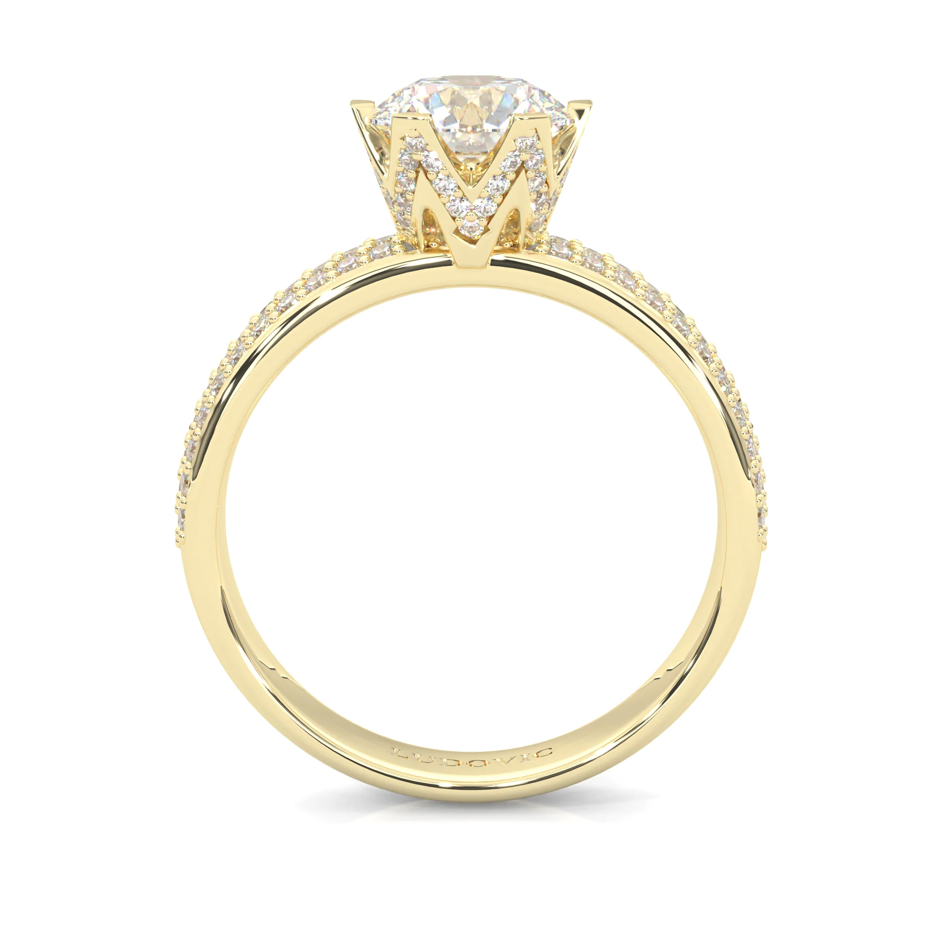 Six Studded Prongs Wedding Set (14k Solid Yellow Gold) - Image 6