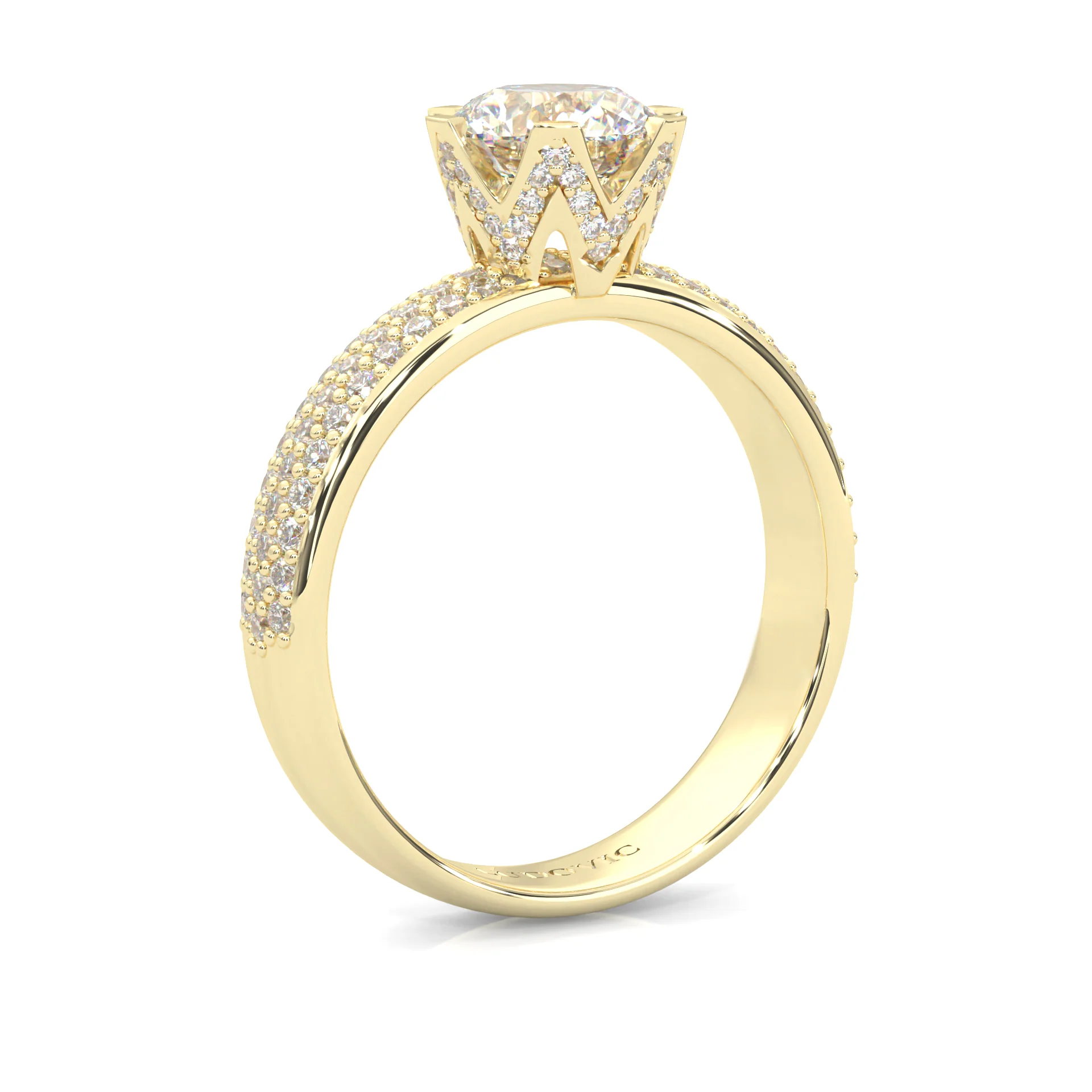 Six Studded Prongs Wedding Set (14k Solid Yellow Gold) - Image 7