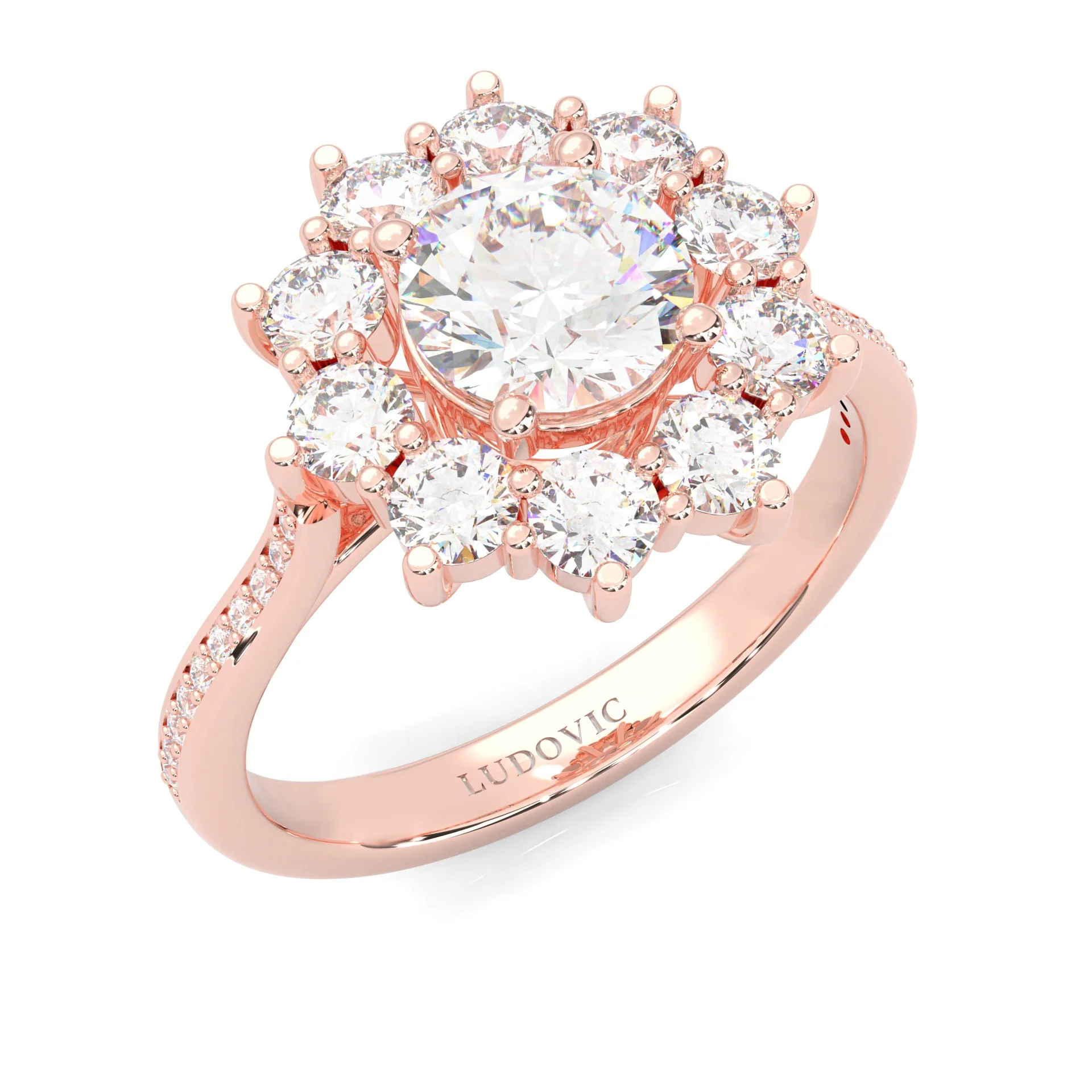 Passion Flower Engagement Ring  (Rose Gold 14k) - Image 6
