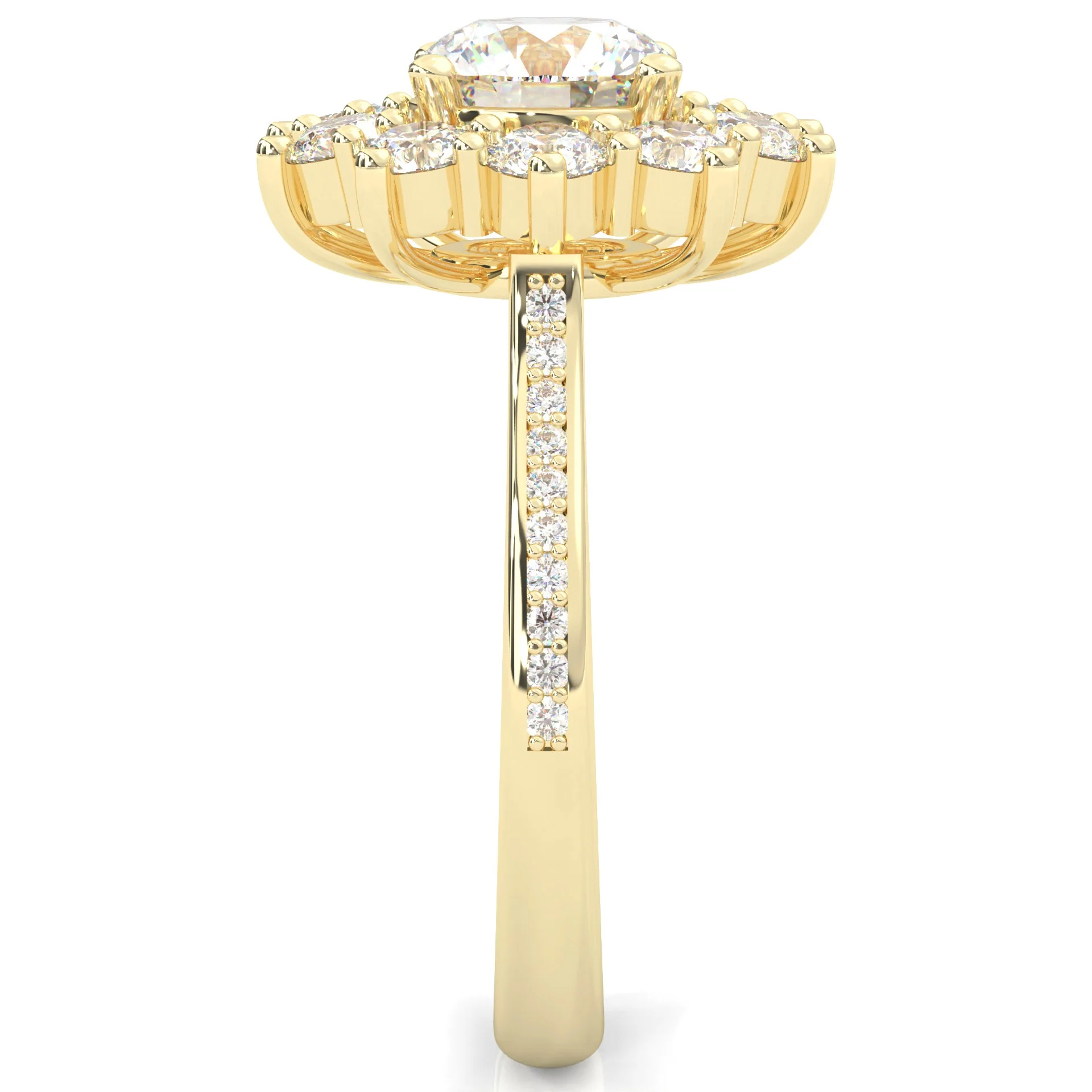 Passion Flower Engagement Ring ( Yellow Gold 14k) - Image 4