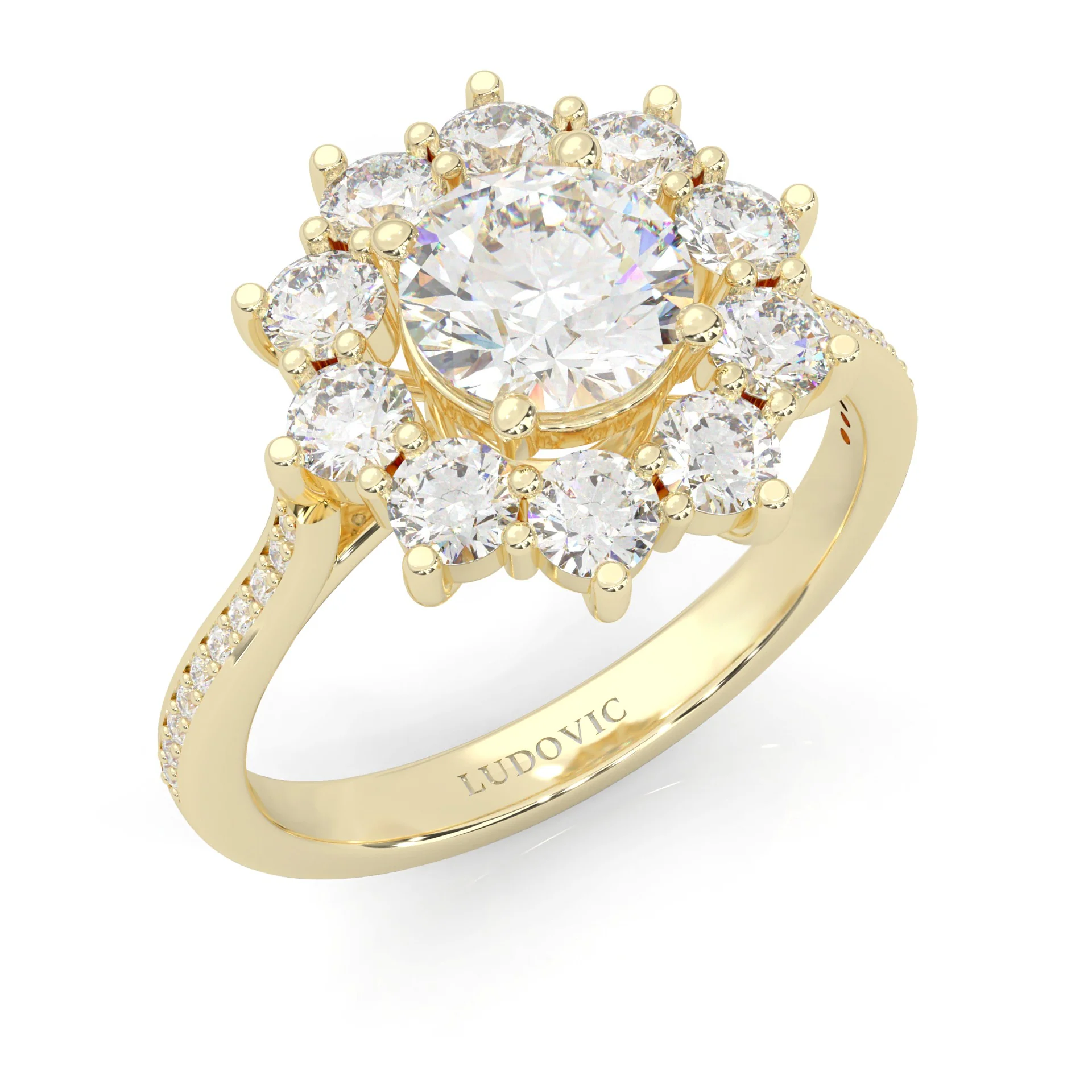 Passion Flower Engagement Ring ( Yellow Gold 14k) - Image 6