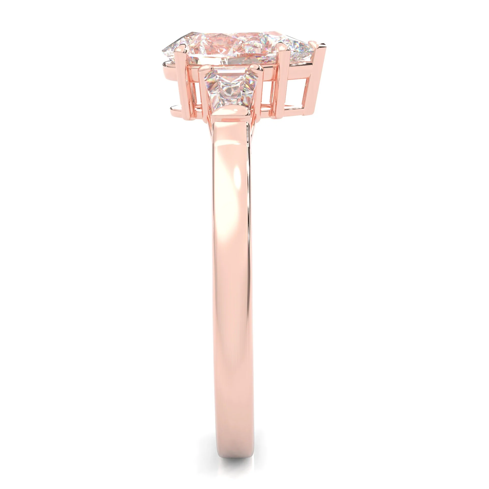 Solitaire Ring Pear Brilliant 3-Stone ( Rose Gold 14K ) - Image 3
