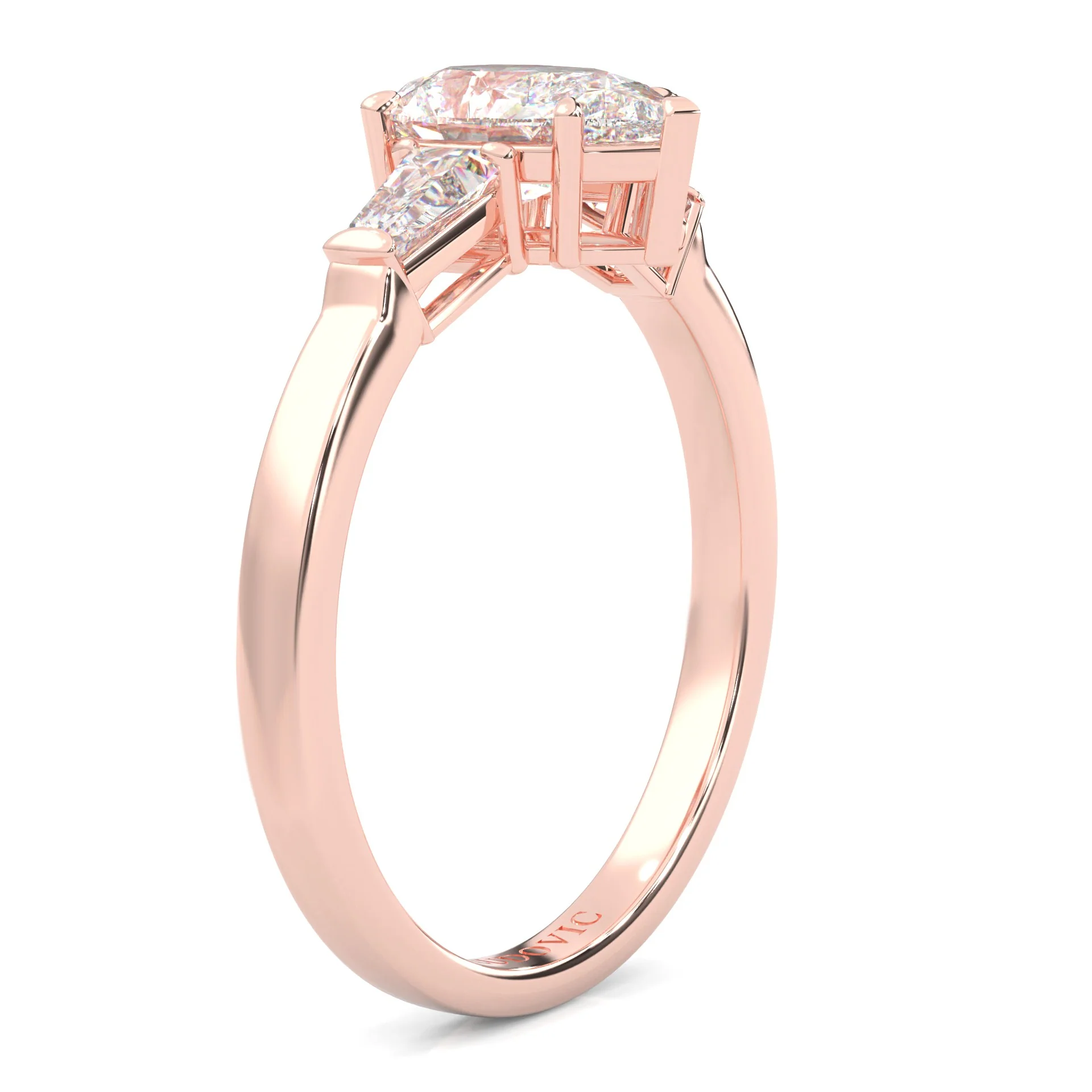 Solitaire Ring Pear Brilliant 3-Stone ( Rose Gold 14K ) - Image 4
