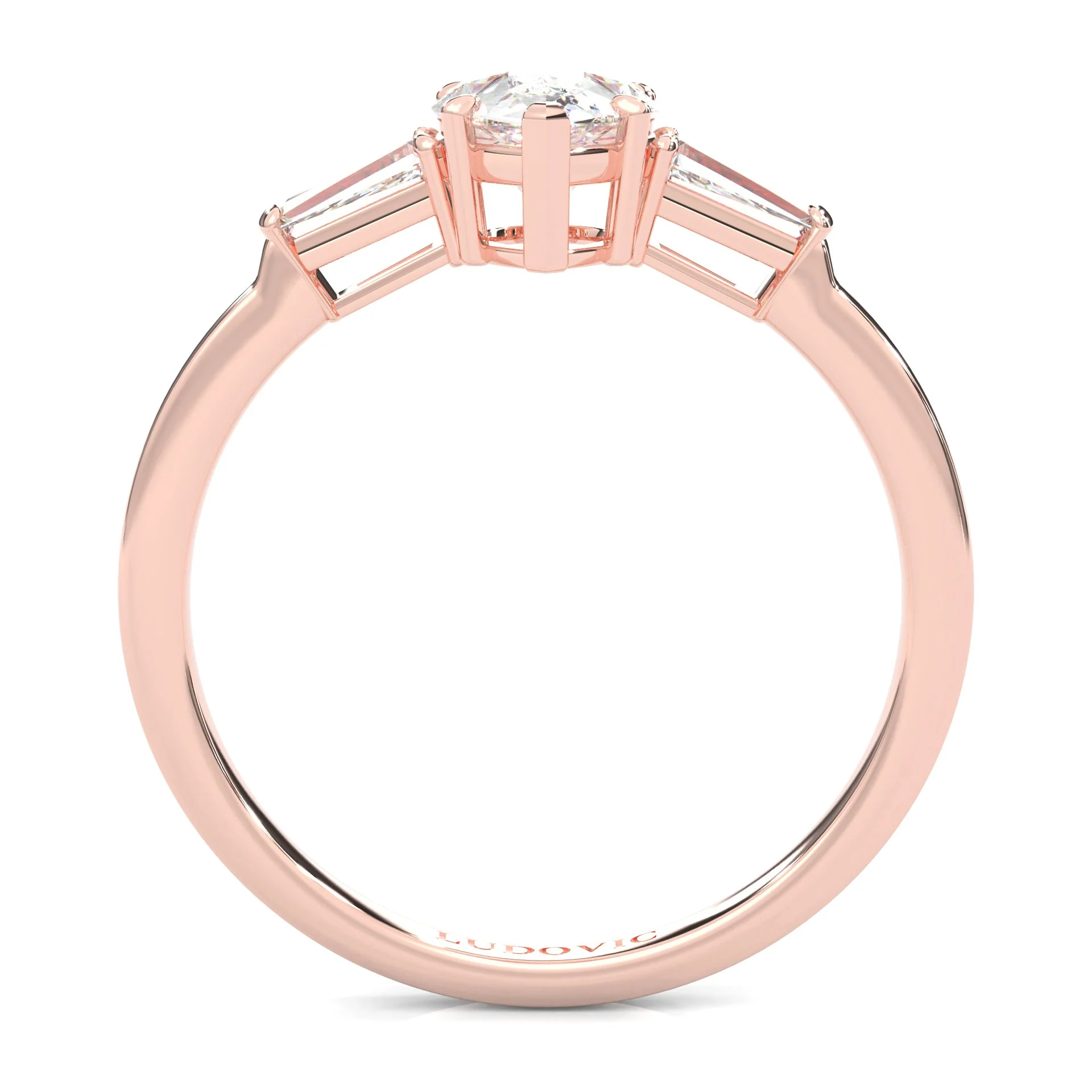 Solitaire Ring Pear Brilliant 3-Stone ( Rose Gold 14K ) - Image 5