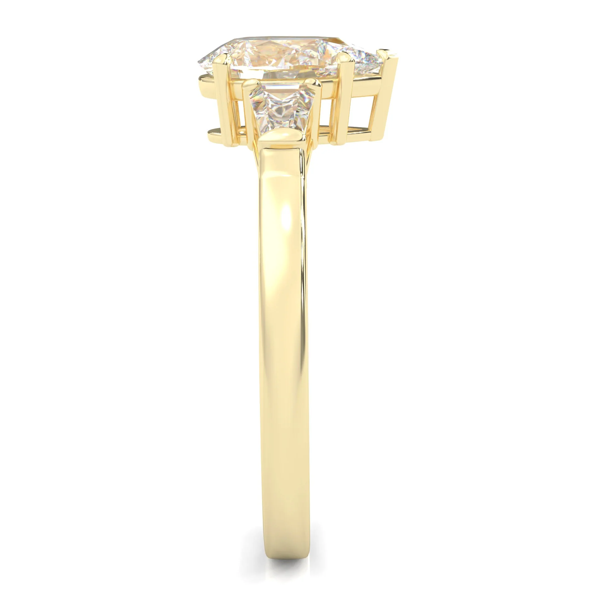 Solitaire Ring Pear Brilliant 3-Stone ( Yellow Gold 14K ) - Image 3