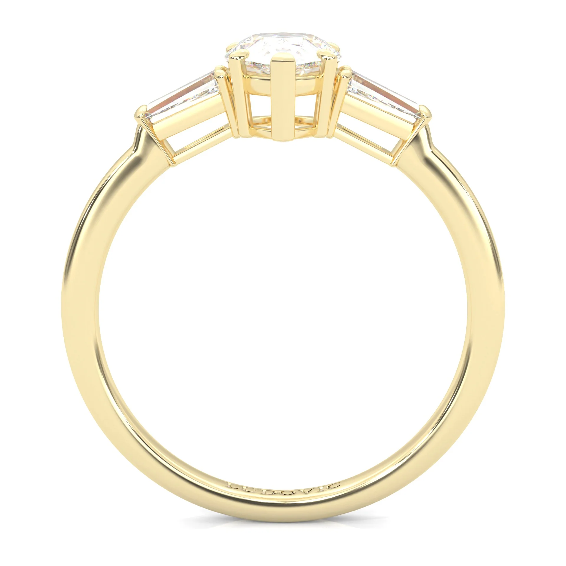Solitaire Ring Pear Brilliant 3-Stone ( Yellow Gold 14K ) - Image 5