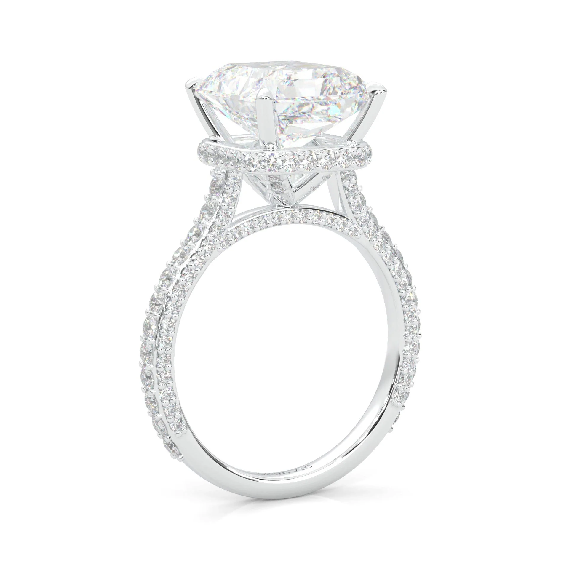 Starlight Halo Moissanite Engagement Ring (2CT Main Stone) - Image 4