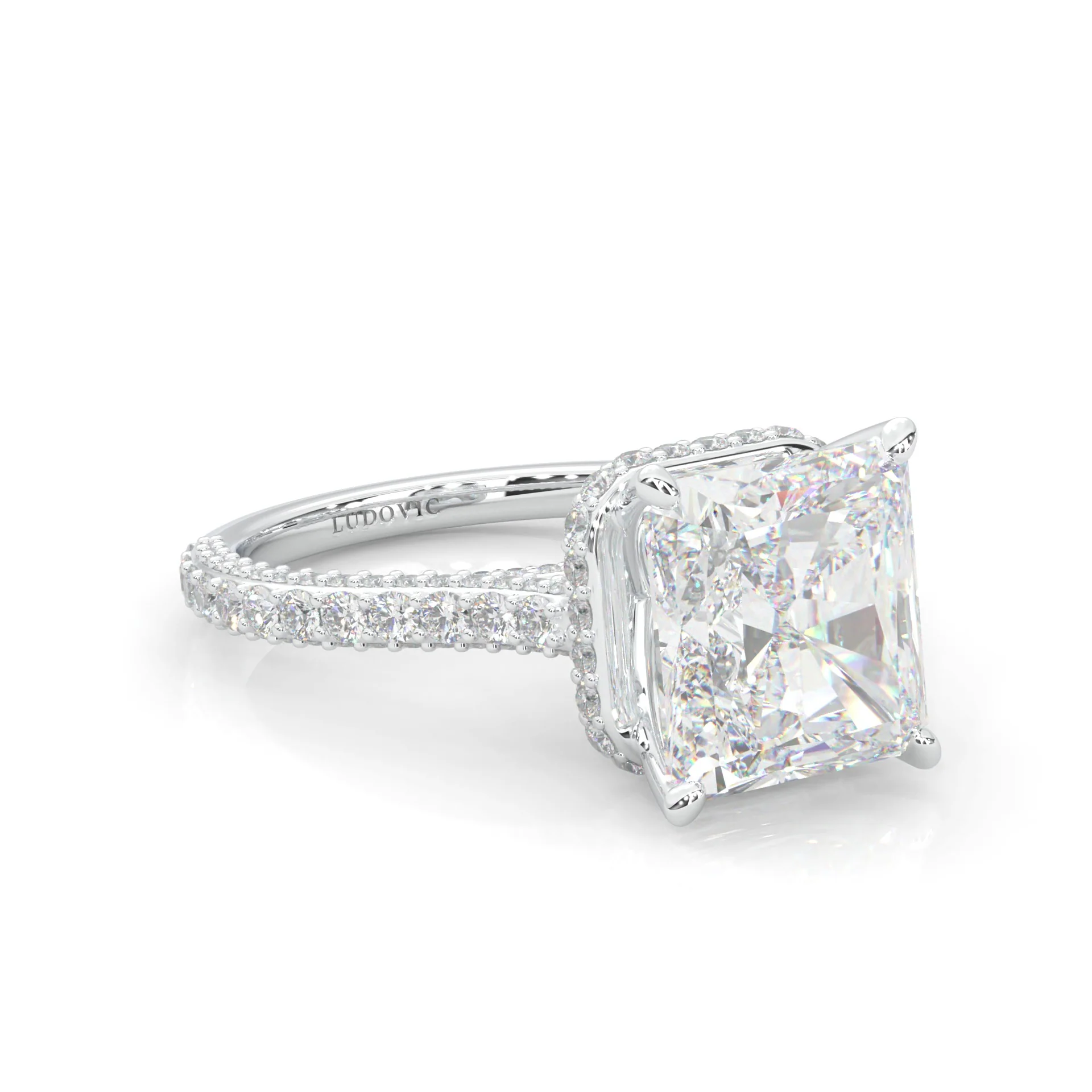 Starlight Halo Moissanite Engagement Ring (14k Solid Gold) - Image 4