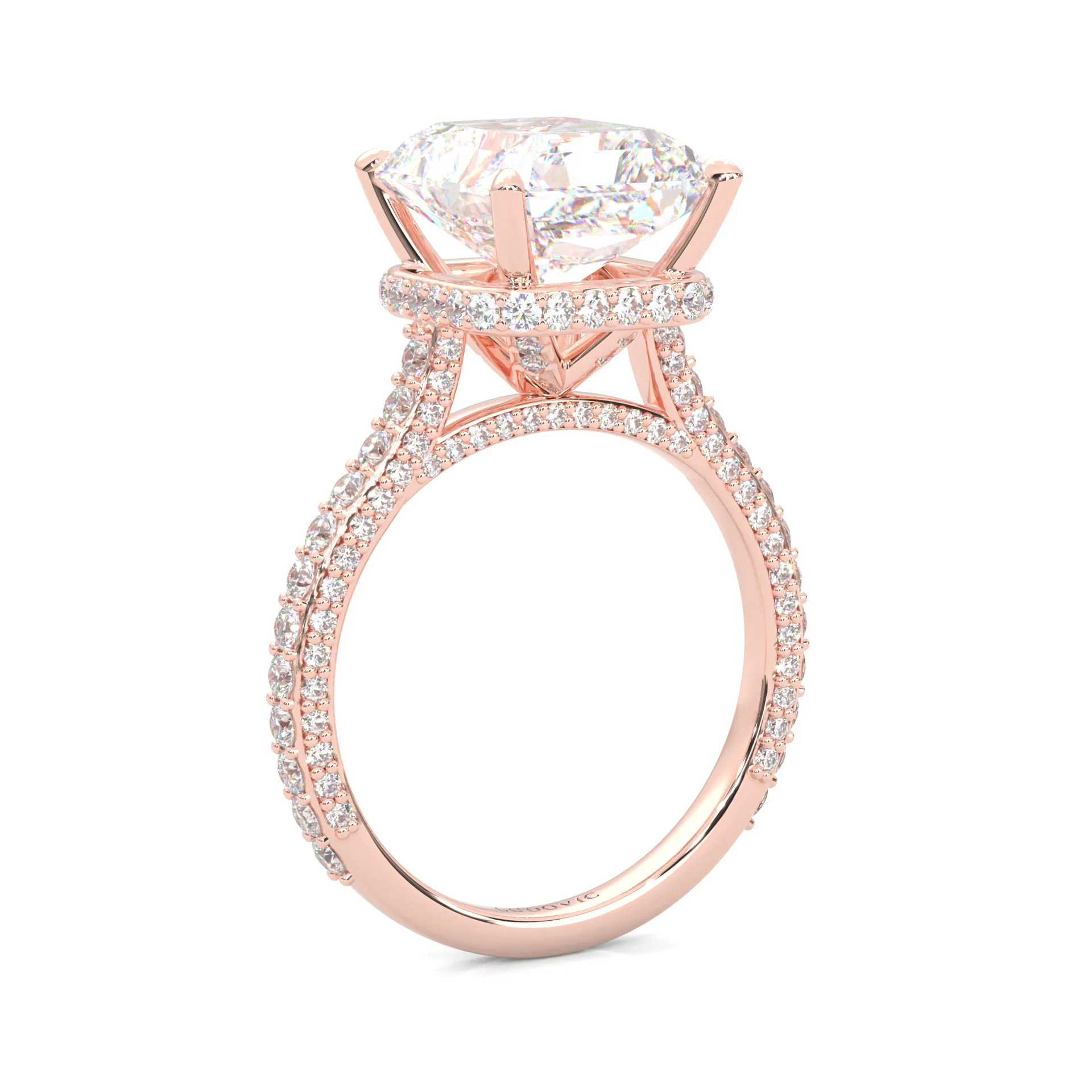 Starlight Halo Moissanite Engagement Ring ( 14K Rose Gold ) - Image 3