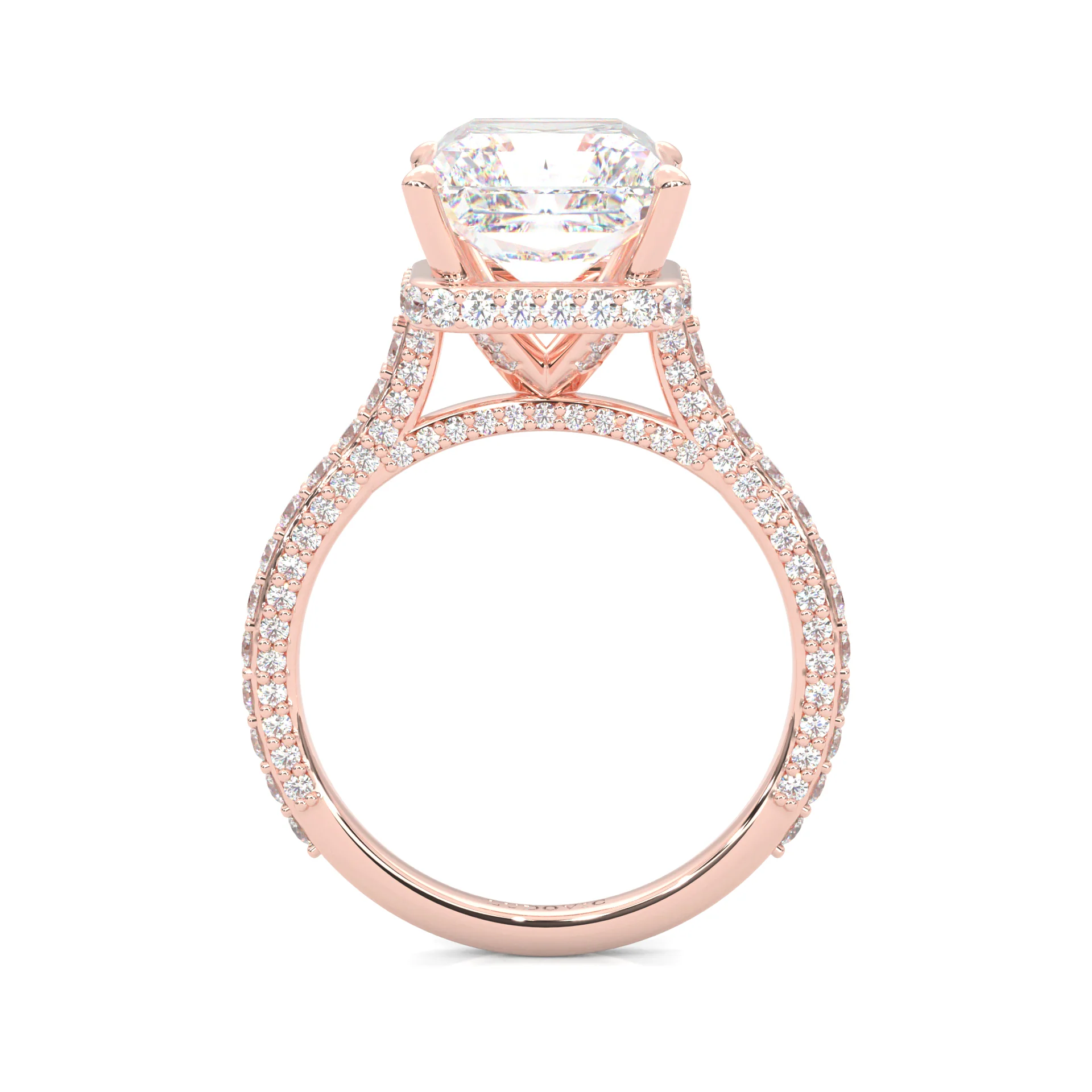 Starlight Halo Moissanite Engagement Ring ( 14K Rose Gold ) - Image 4
