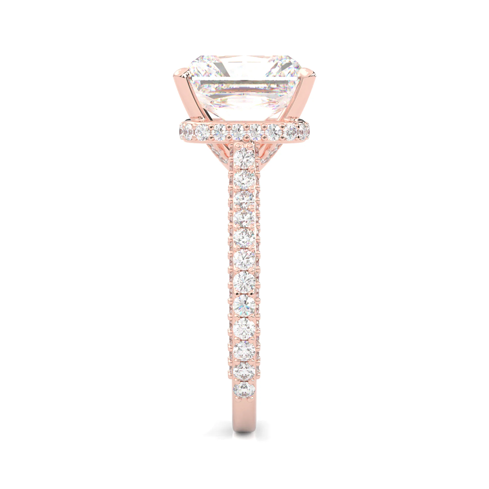Starlight Halo Moissanite Engagement Ring ( 14K Rose Gold ) - Image 5