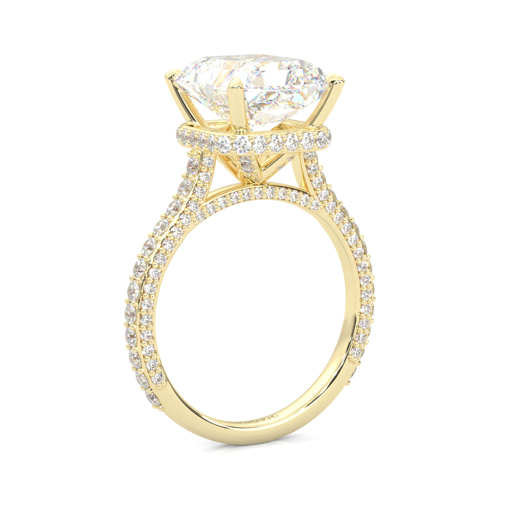 Starlight Halo Moissanite Engagement Ring (14K Yellow Gold ) - Image 3